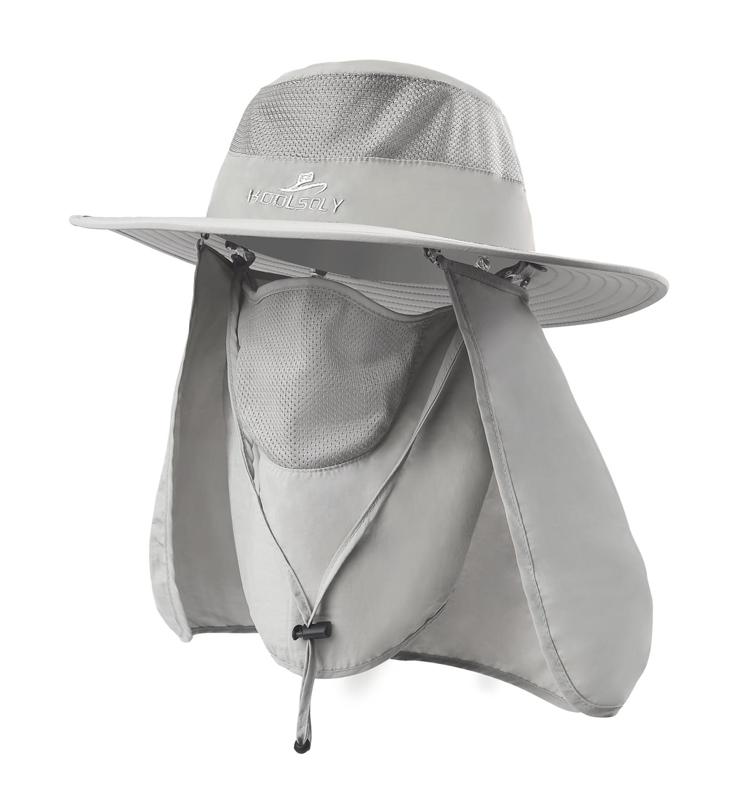 KOOLSOLY Fishing Hat Sun Cap with UPF 50+ Sun Protection and Neck Flap for Man and Women Light Grey - Buy Online on GoSupps.com