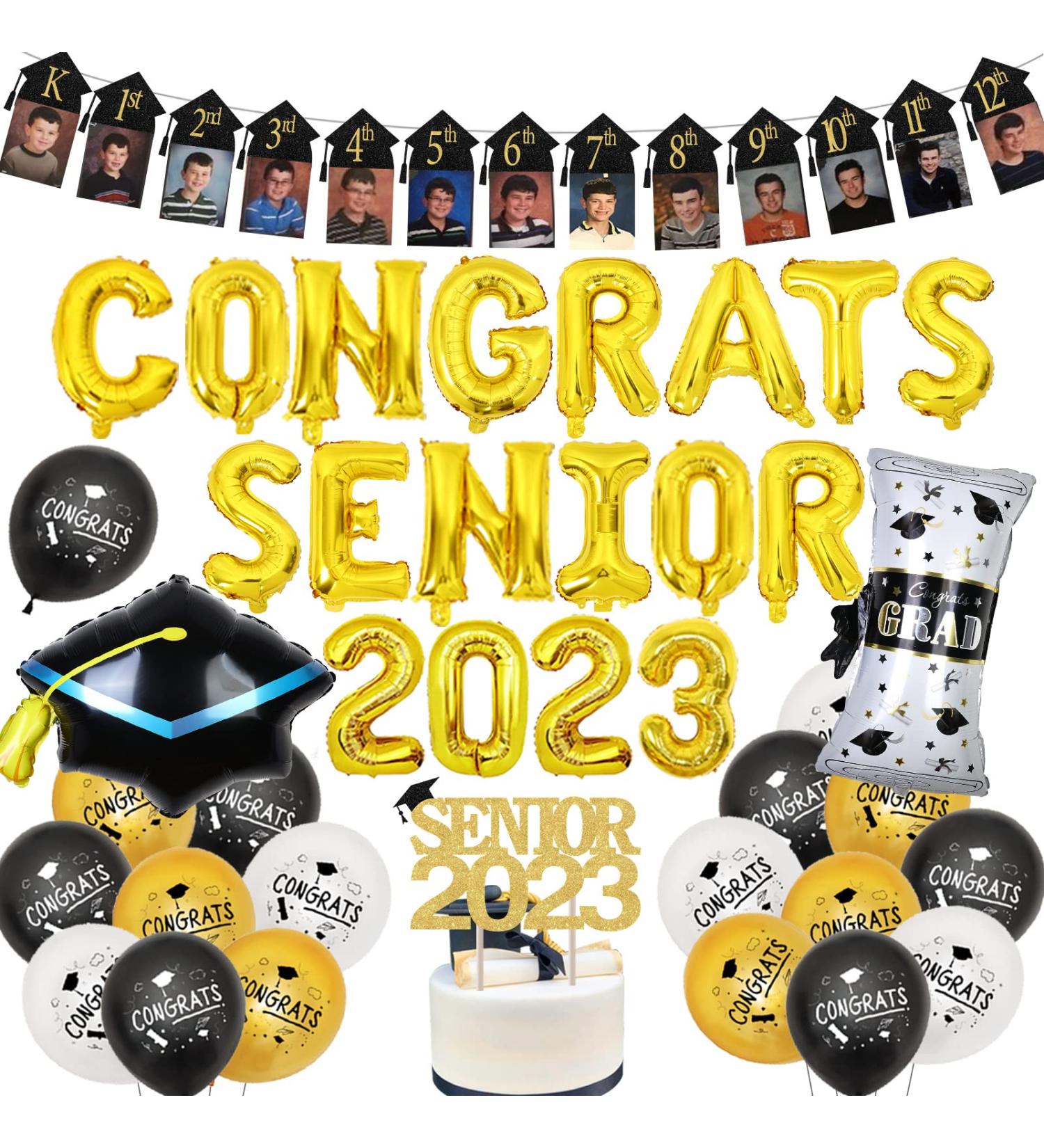 High School Graduation Decorations 2023 Senior School Graduate Party Decorations with Senior 2023 Cake Topper 1st - 12th Grade Photo Banner for Class of 2023 Graduation Decor - Buy Online on GoSupps.com