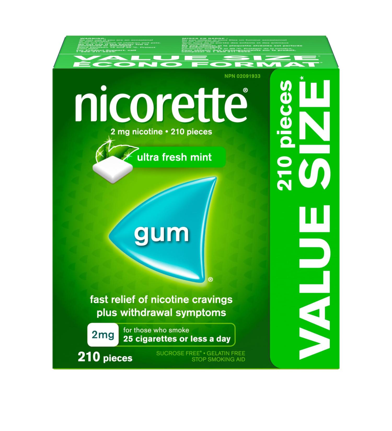 Nicorette Nicotine Gum Quit Smoking and Smoking Cessation Aid Ultra Fresh Mint 2mg 210 pieces 2mg ULTRA FRESH MINT 210 count (Pack of 1) - Buy Online on GoSupps.com