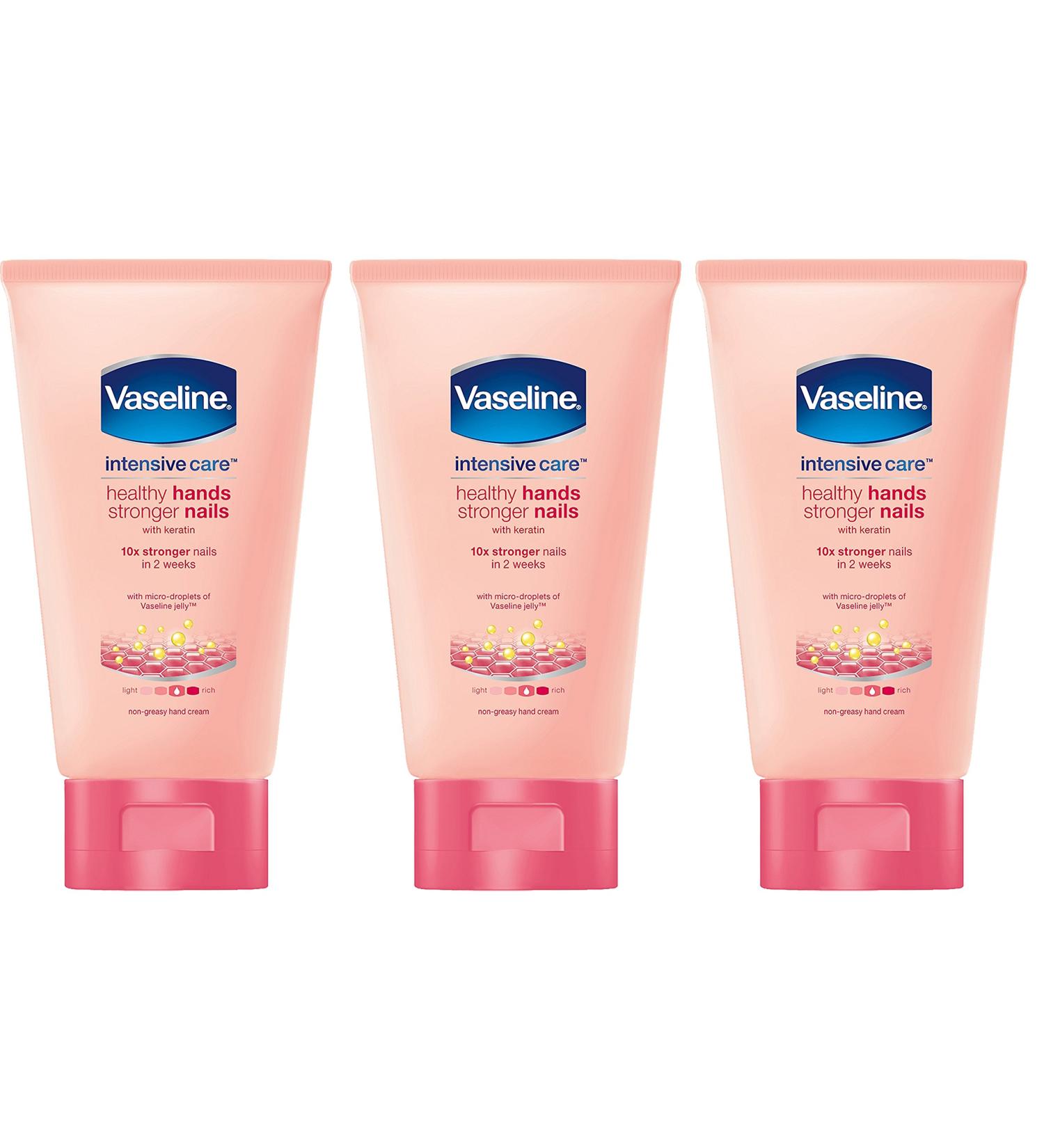 Vaseline Intensive Care Healthy Hand & Nail Conditioning Hand Cream, with Keratin, 2.5 Ounce (Pack of 3)