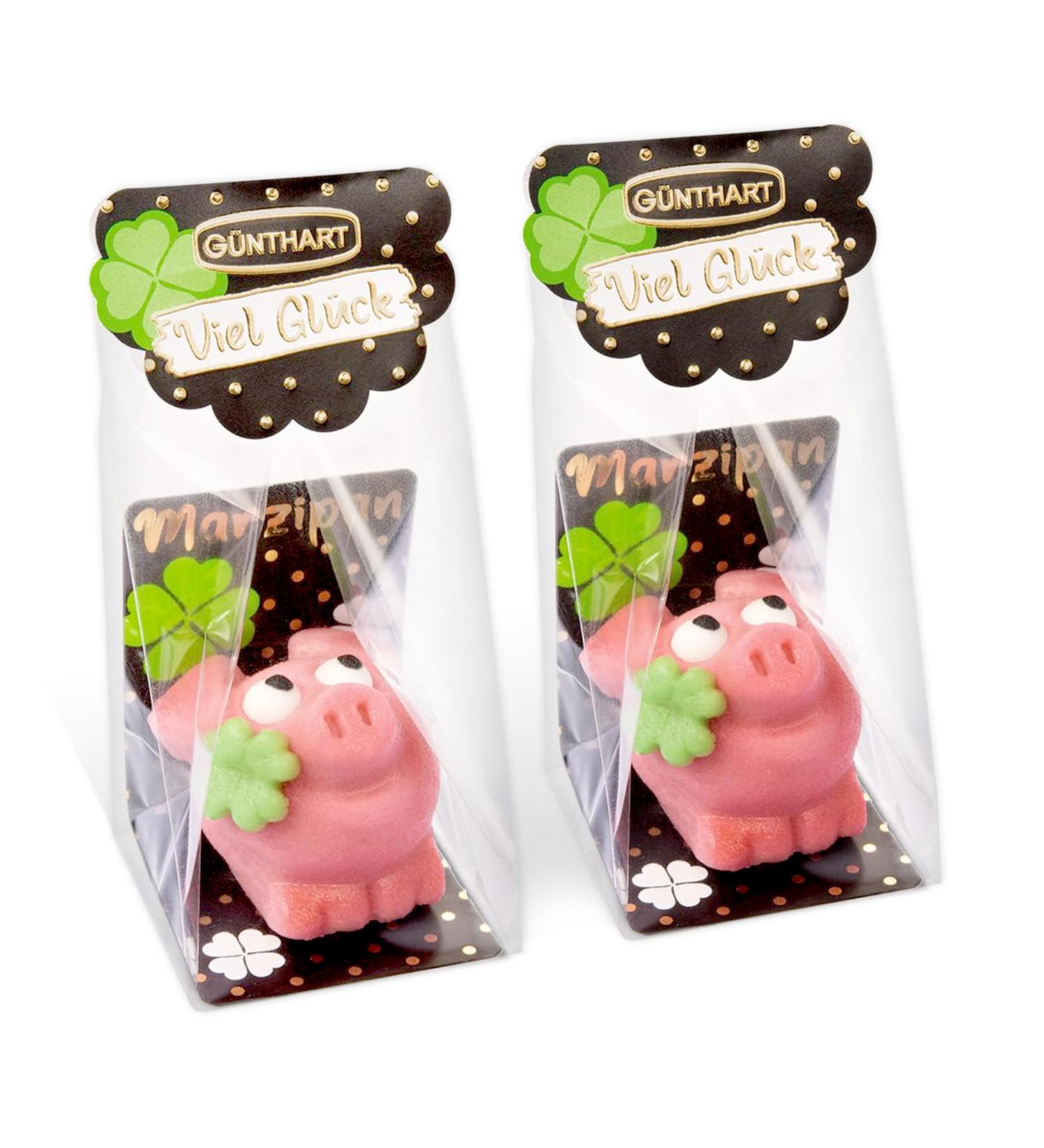 G nthart Marzipan Lucky Pig Pink Set - 2 x 30g | Premium Gift for New Year's Eve & Good Luck Charm - Buy Online on GoSupps.com