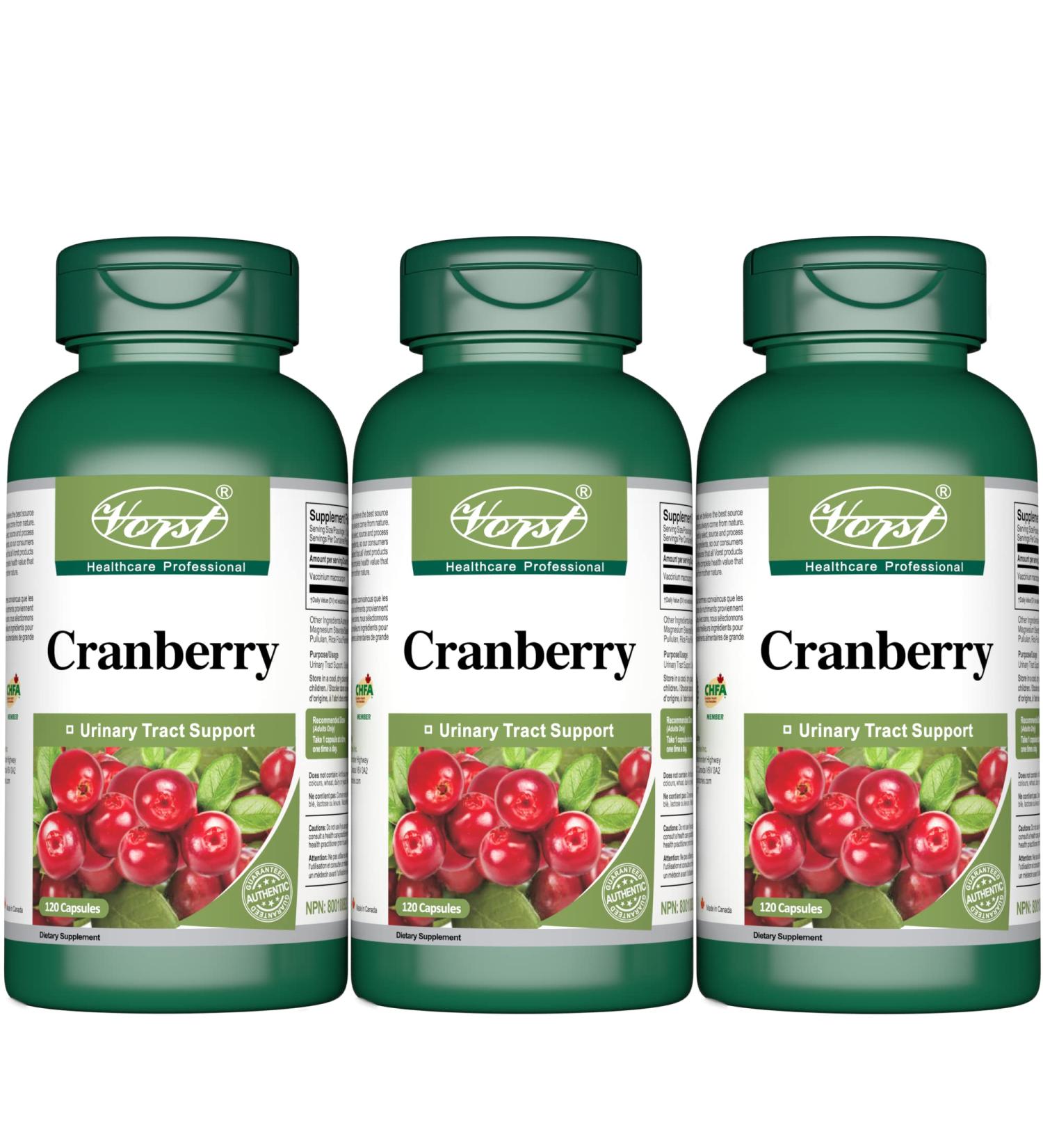 Vorst Cranberry 500mg 12:1 Extract 3 X 120 Capsules UTI Urinary | Supplement for UTI Urinary Tract Infection for Women & Reducing Bile Acids in Digestive System | Powder Pills | 3 Bottles 360 count (Pack of 1) - Buy Online on GoSupps.com