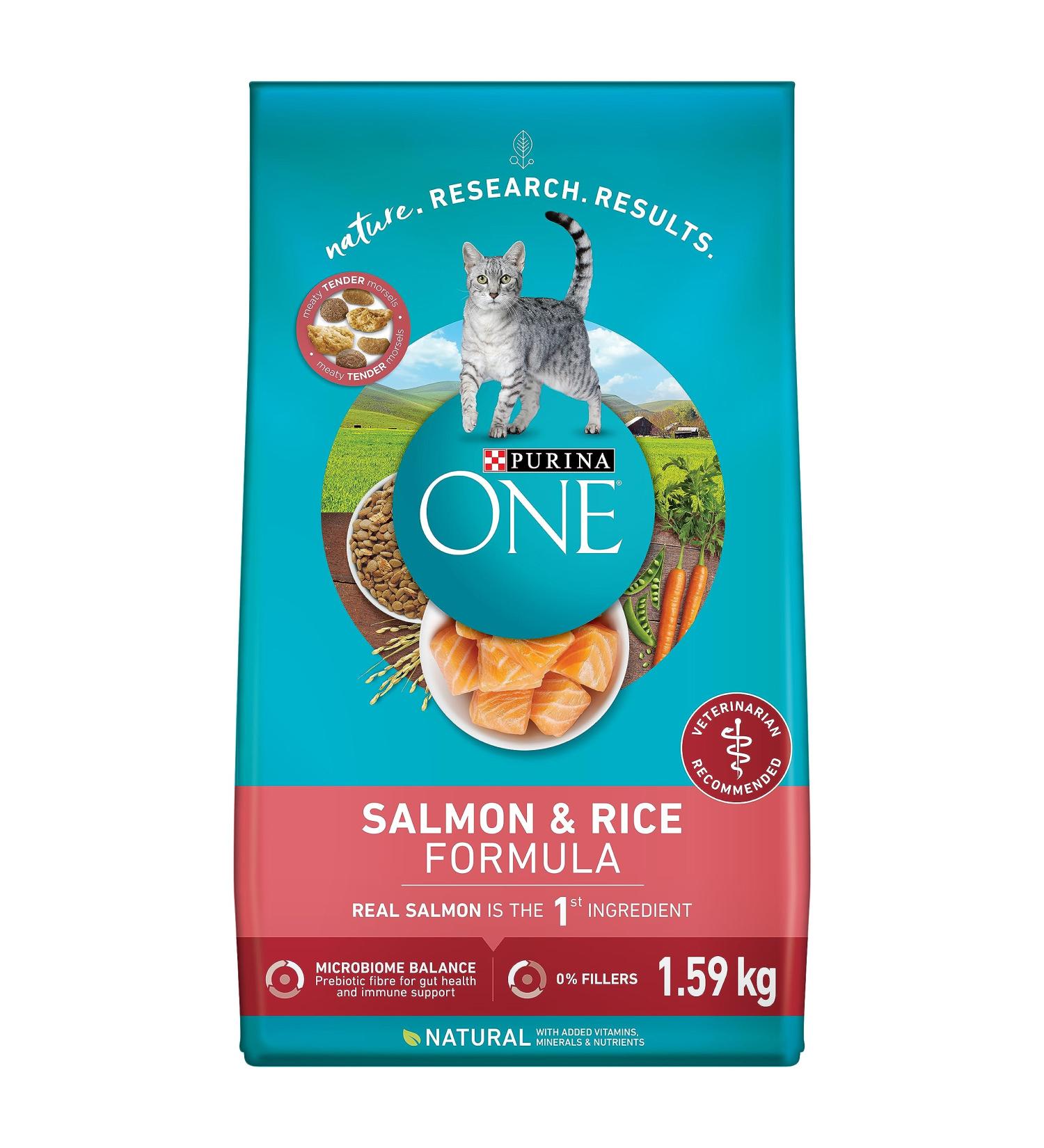 Purina ONE Dry Cat Food Salmon & Rice Formula - 1.59 kg Bag 1.59 kg (Pack of 1) - Buy Online on GoSupps.com