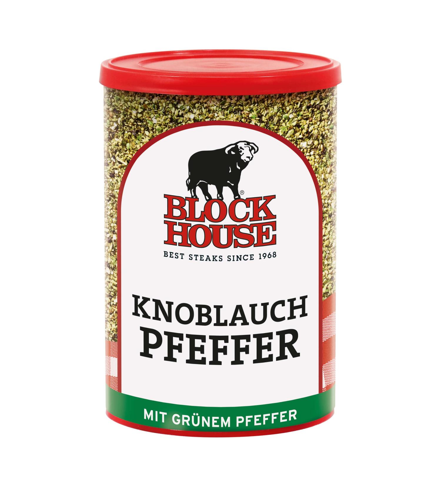 Block House Knoblauch Pepper - Premium Spice Mix for Meat Fish & Vegetables | 200g with Scattering Attachment - International Shipping Available - Buy Online on GoSupps.com