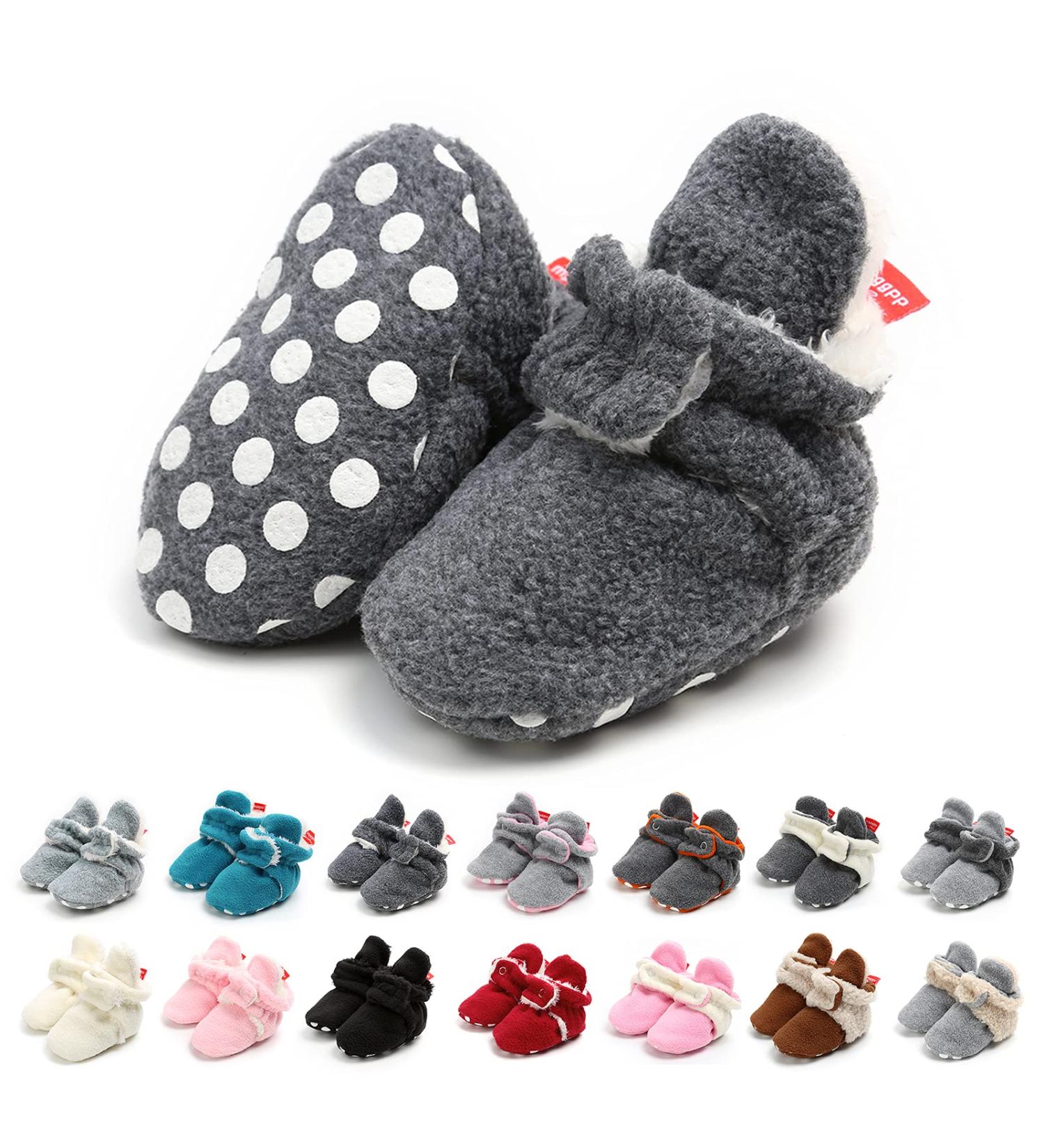 EDOTON Unisex Newborn Winter Boots 12-18 Months - Navy Gray Stripe Bootie Sock - Buy Online on GoSupps.com