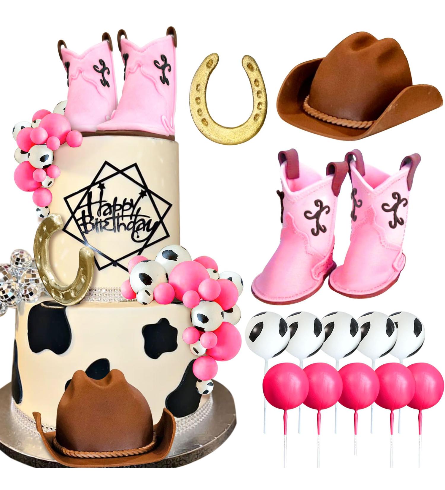 JeVenis 14 PCs Cowgirl Cake Topper Western Cake Decorations Cowgirl Baby Shower Cowboy Hat Birthday Cake Topper Pink Balls Cake Topper Cow Balls Cake Topper Colour1 - Buy Online on GoSupps.com