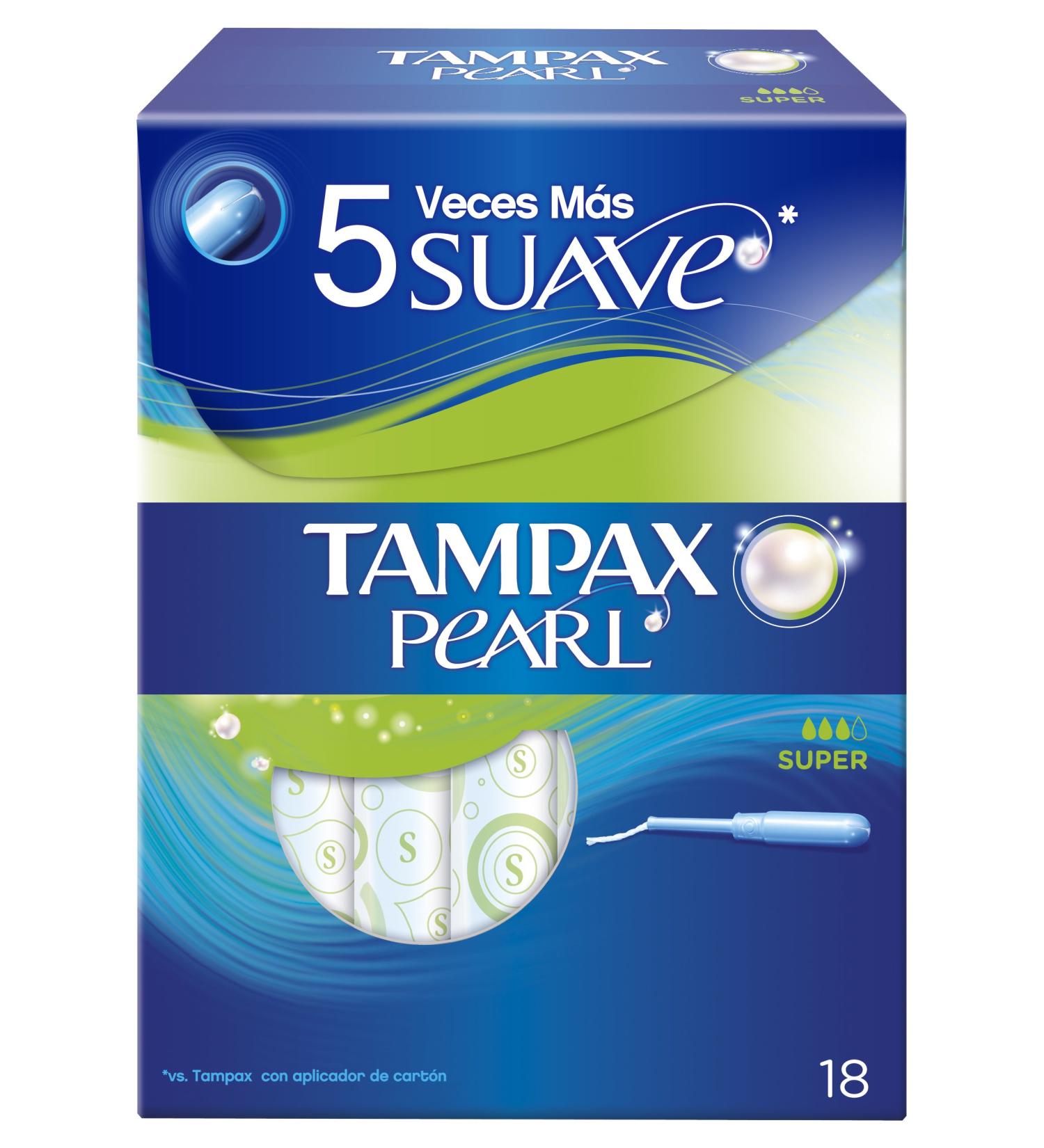 Tampax Pearl Super Tampons 18 Count - Smooth Applicator, Leak Prevention, Super Absorbency - Buy Online on GoSupps.com