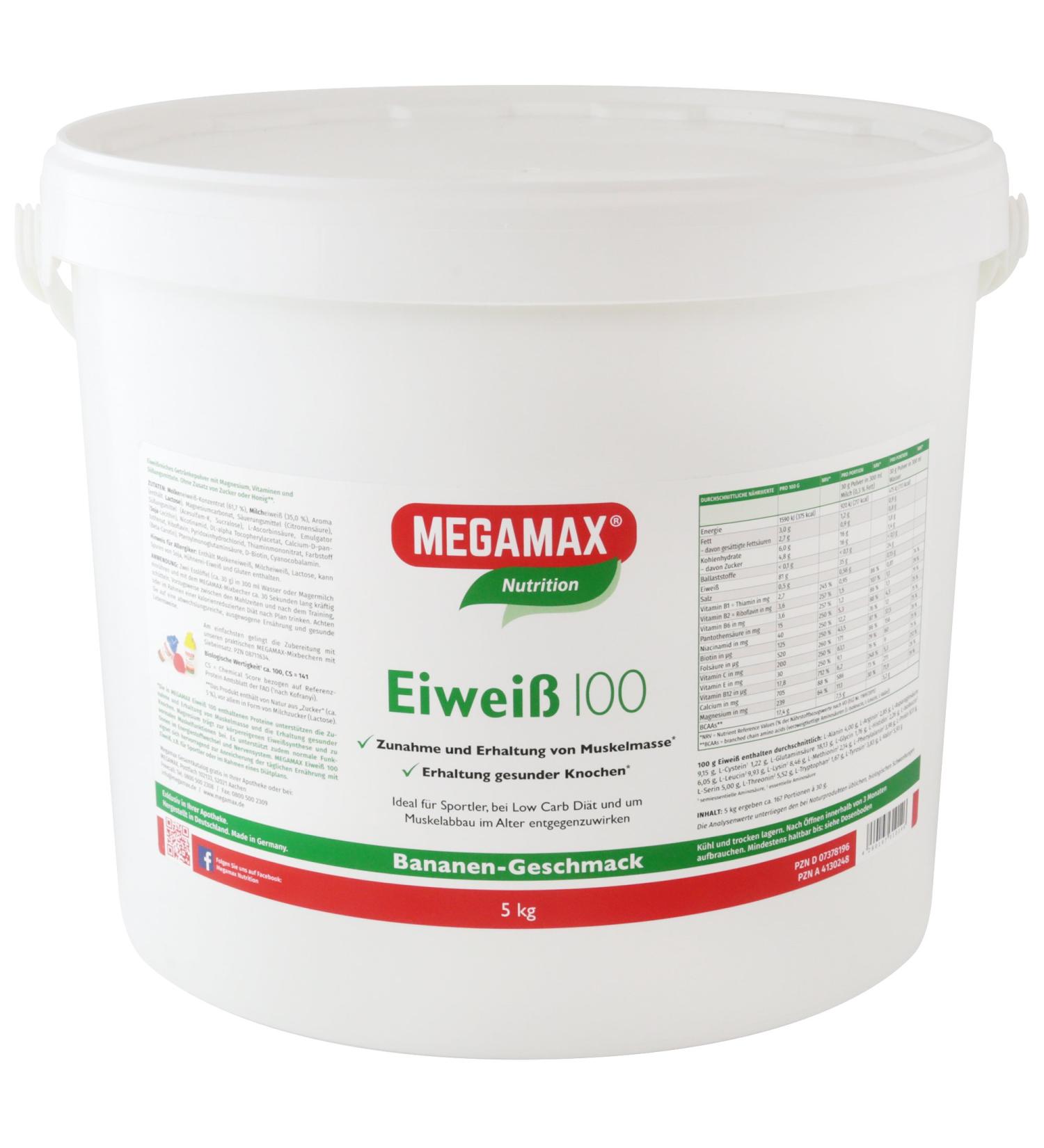 Megamax Protein Banana 5kg | High-Quality Whey & Milk Protein Shake for Muscle Building | Low-Carb Aspartame-Free Ideal for Baking & Diet - 2k Protein Per Serving - Buy Online on GoSupps.com