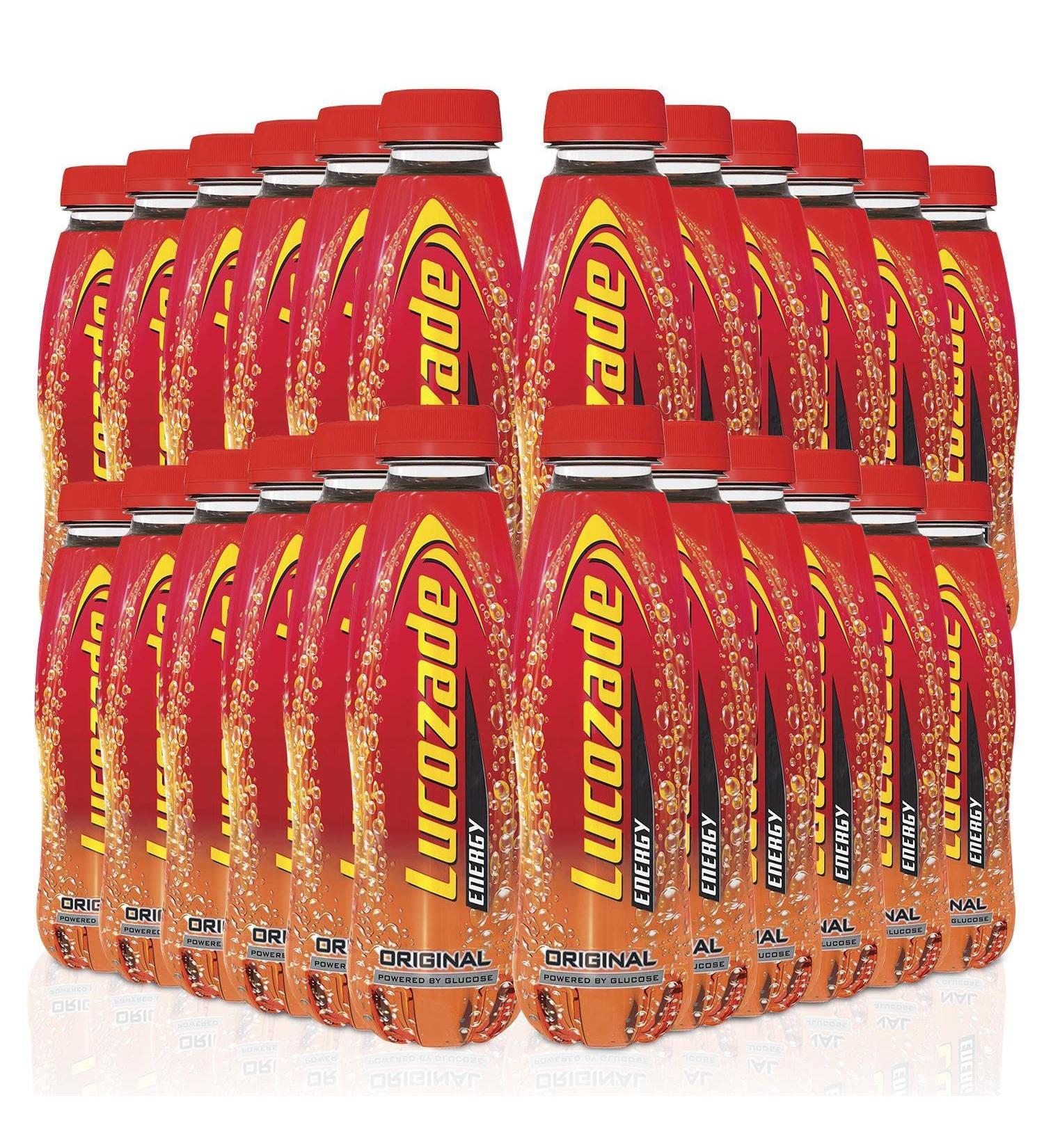 Lucozade Energy Original 24x380ml Bottles - Sparkling Glucose Energy Drink - Made with Sugars & Sweeteners - Refreshing Flavor - Buy Online on GoSupps.com