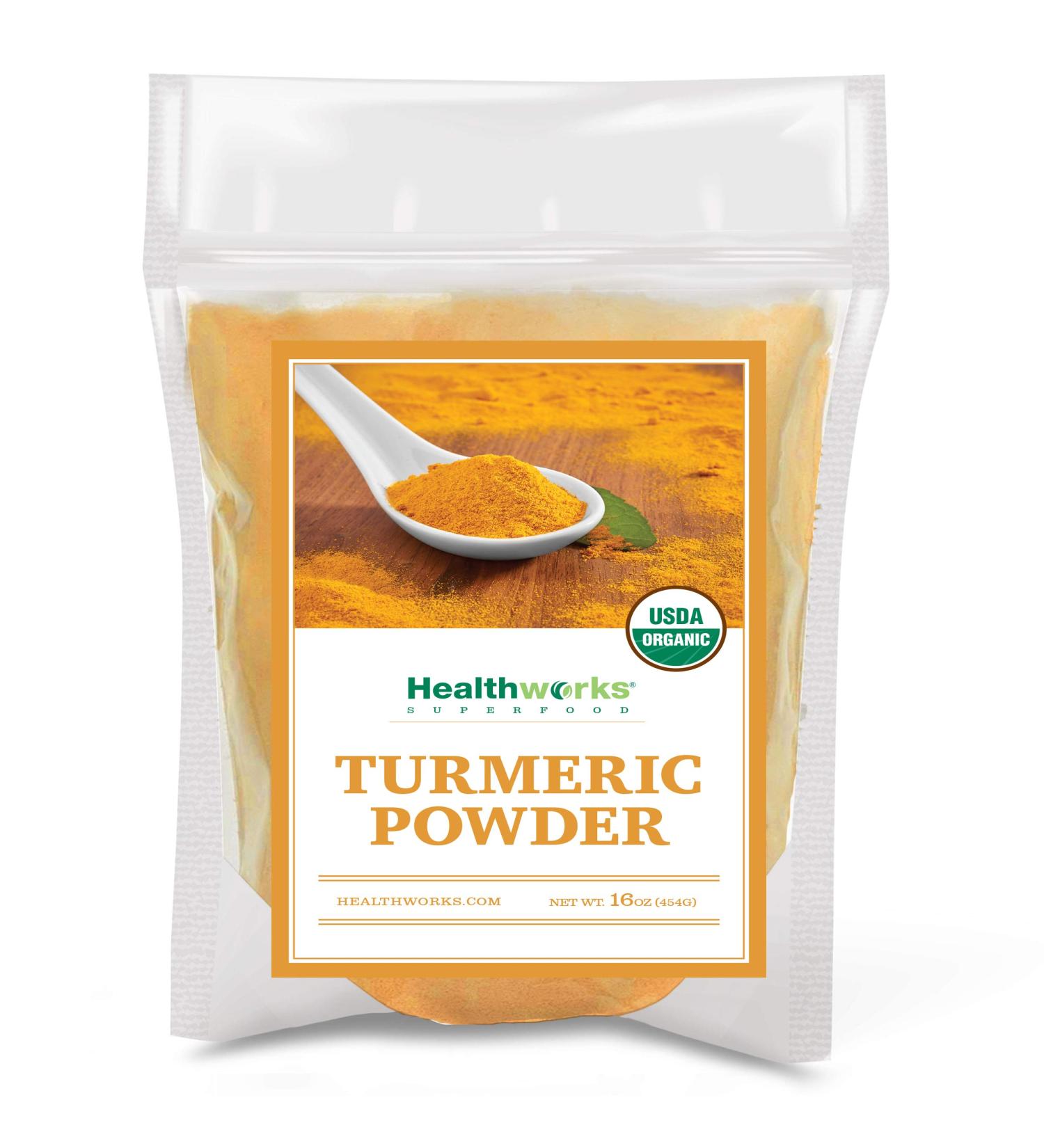 Healthworks Turmeric Powder 16oz - Raw Organic Ground Curcumin with Antioxidants | Keto, Paleo, Vegan, Non-GMO | Anti-Inflammatory Blend - 1lb Pack - Buy Online on GoSupps.com