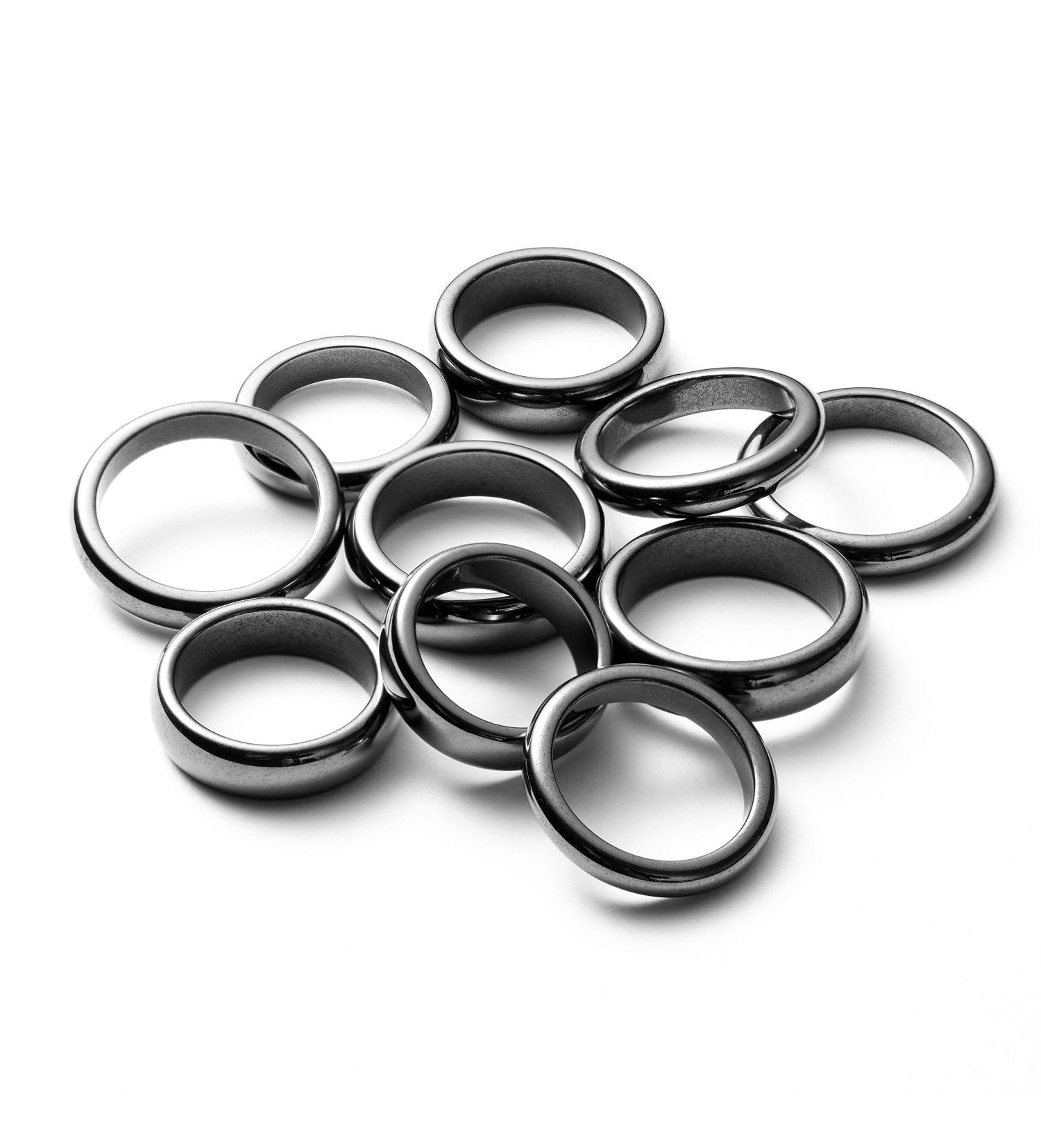 PANTIDE 10Pcs Hematite Magnetic Rings for Anxiety Balance - Unisex Root Chakra Stone Band Jewelry Accessories - 6mm/4mm Width - Black Anniversary & Birthday Gifts - Buy Online on GoSupps.com