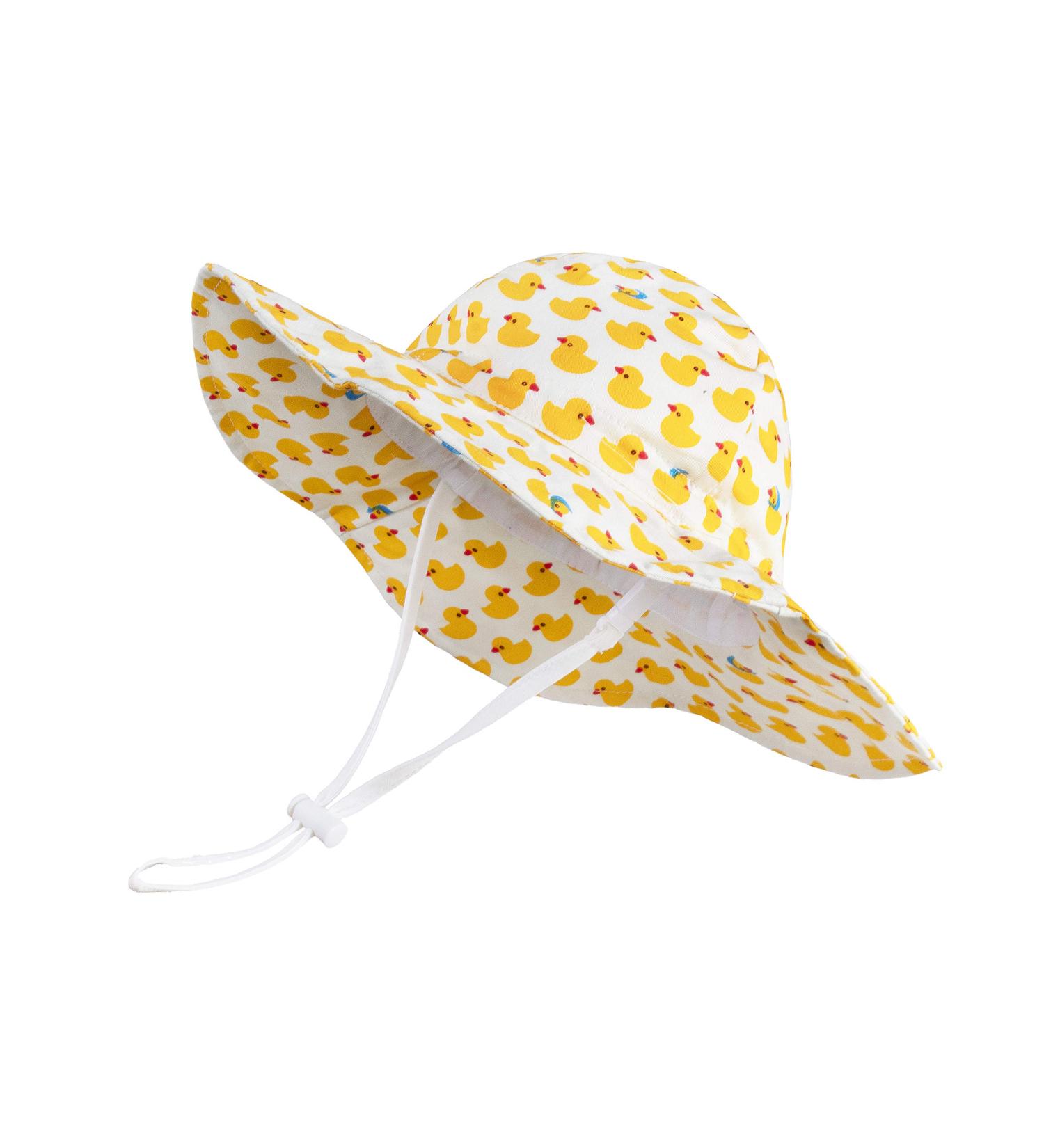 Lovely Duckling-yellow Baby Girls Sun Protection Hat | Adjustable Wide Brim Toddler Kids Hat for Beach Play | 6-12 Months - Buy Online on GoSupps.com