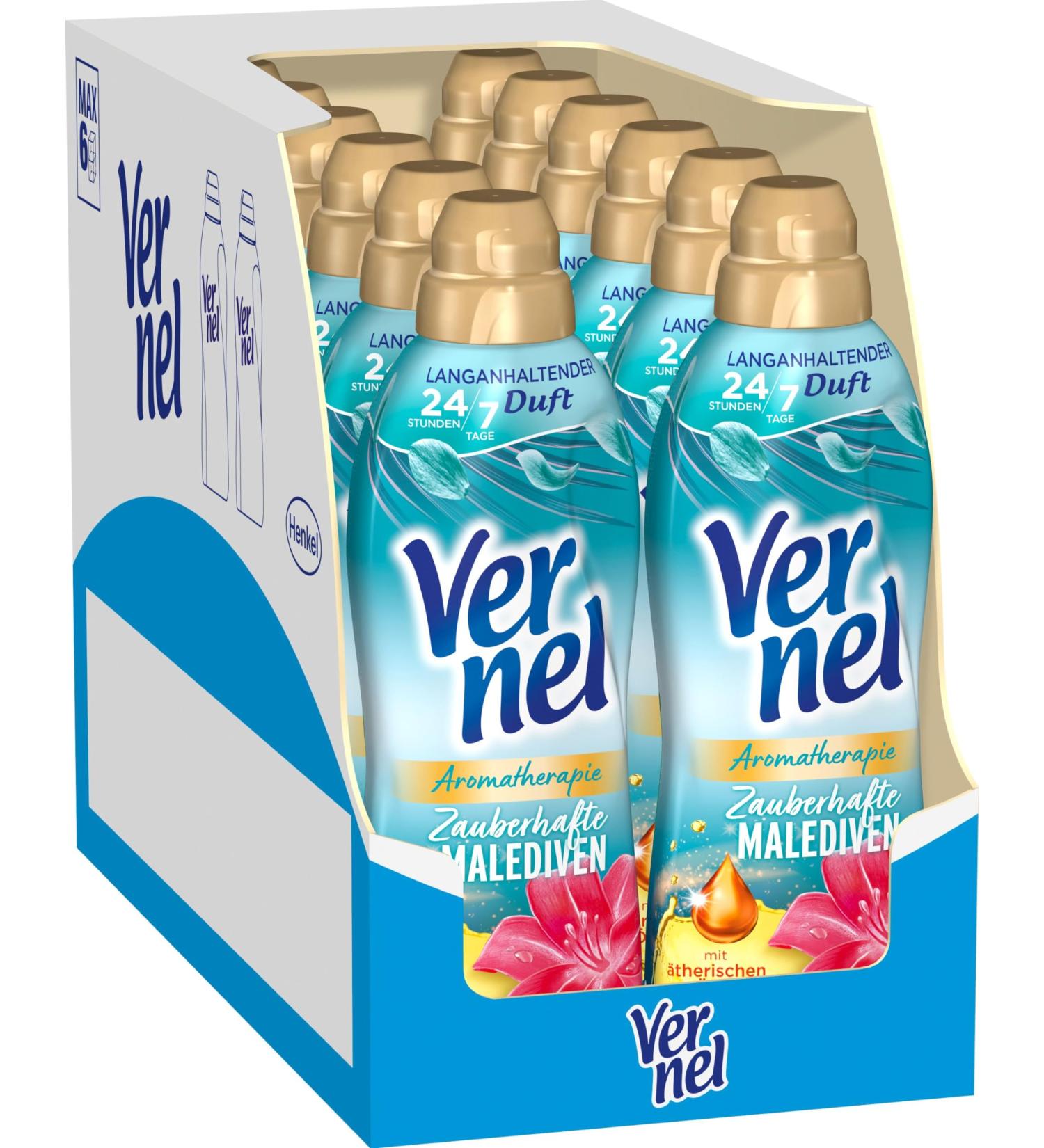 Venel Aromatherapy Maledive Fabric Softener 12x37 WL - Long-Lasting Laundry Scent with Essential Oils 444 Washloads 814ml Recyclable Bottle - Fresh 24/7 - Buy Online on GoSupps.com