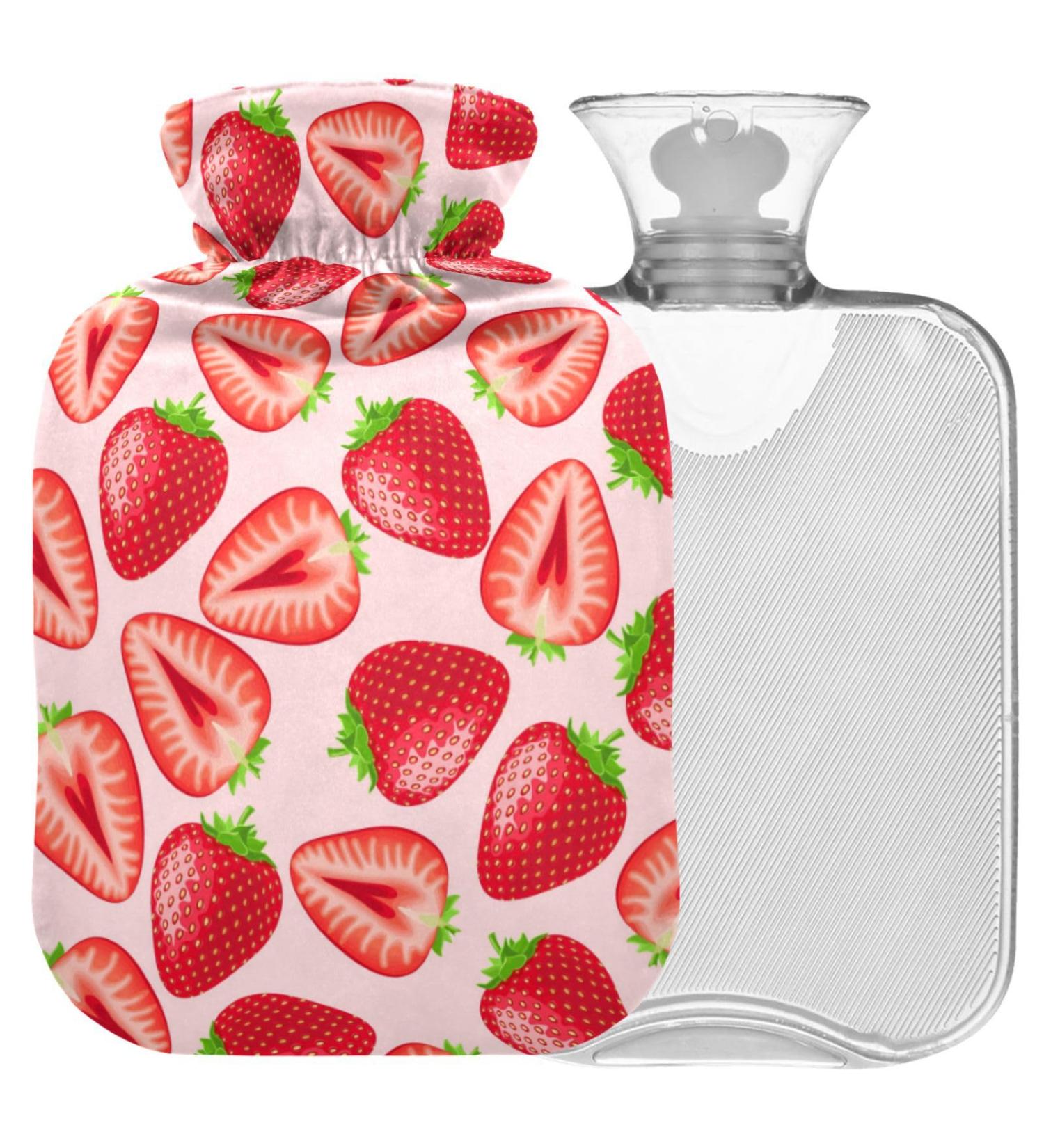 Naanle Red Strawberry Hot Water Bottle | 1L Warm Water Bottle for Pain Relief | Hot & Cold Therapy Bed Hand Feet Warmer - Buy Online on GoSupps.com