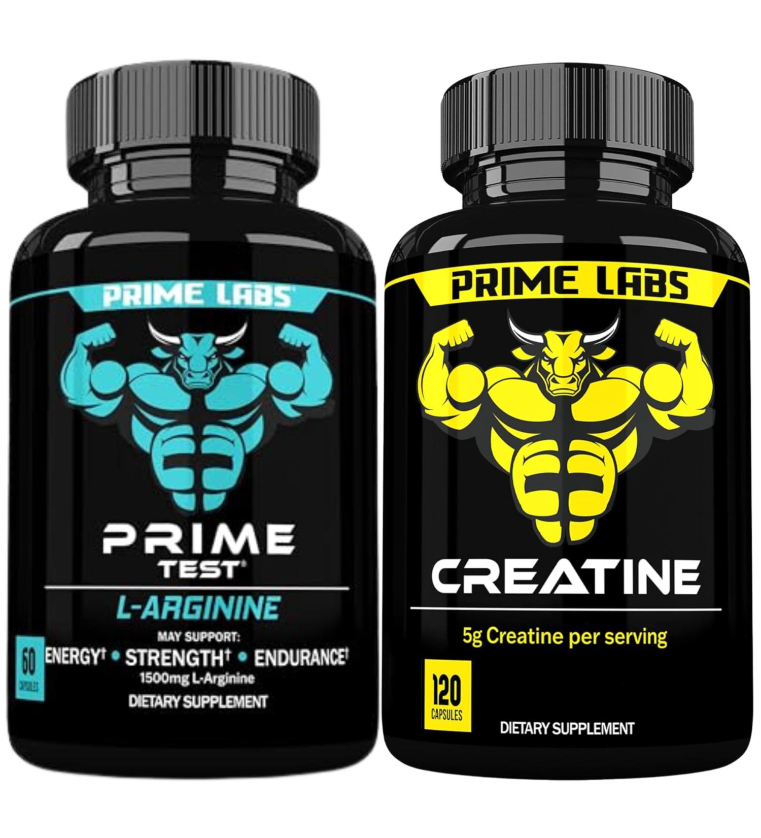 Prime Labs L Arginine (60 ct) + Creatine Capsules (120 ct) - Buy Online on GoSupps.com
