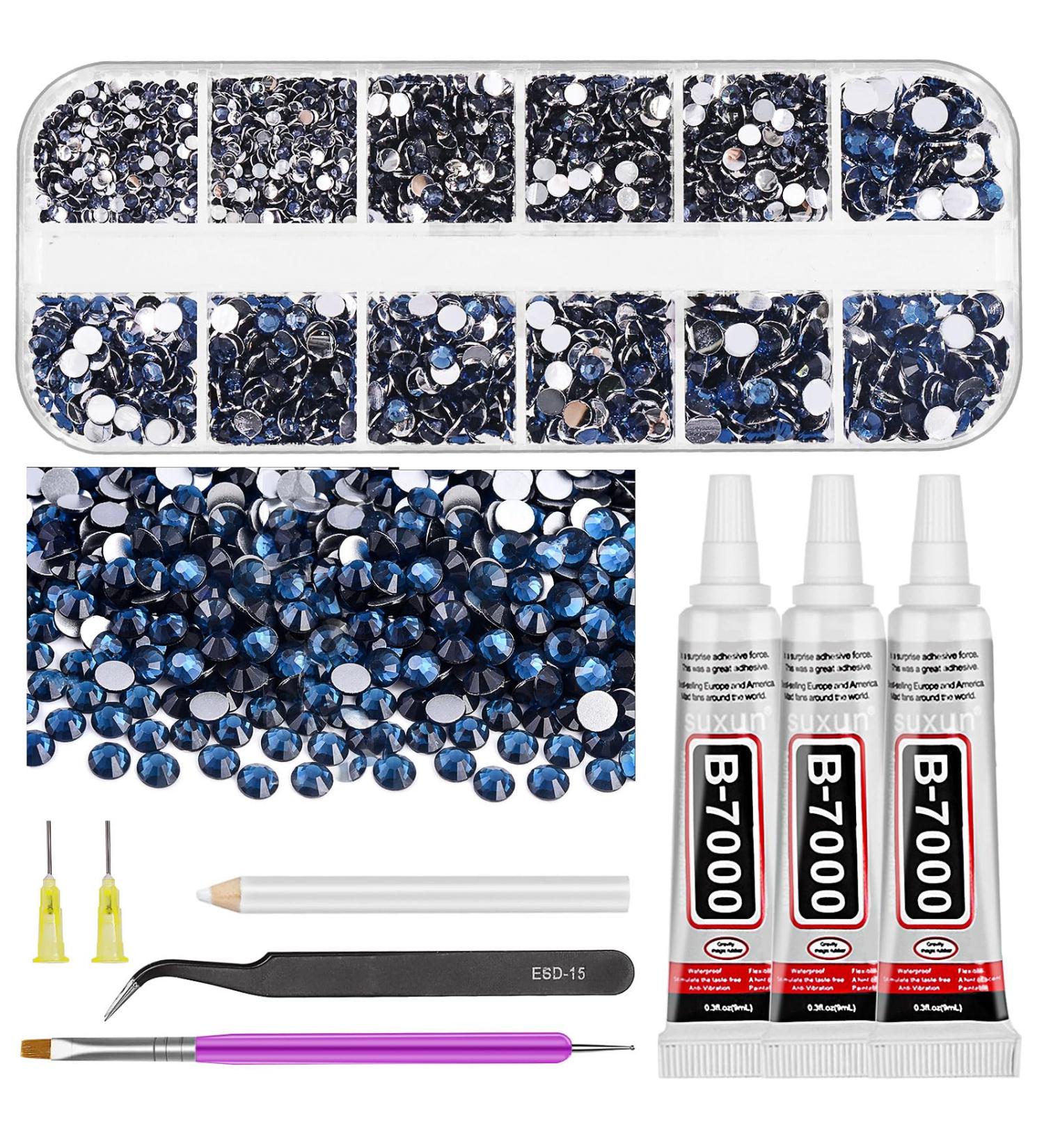 Glarks B7000 Jewelry Adhesive Glue with Rhinestone Gems Kit 2600Pcs Ink Blue Rhinestones with Gems Adhesive Flat Back Gems Crystal Rhinestones with 6Pcs Dotting Tools for Craft Nail Art Dark Purple - Buy Online on GoSupps.com