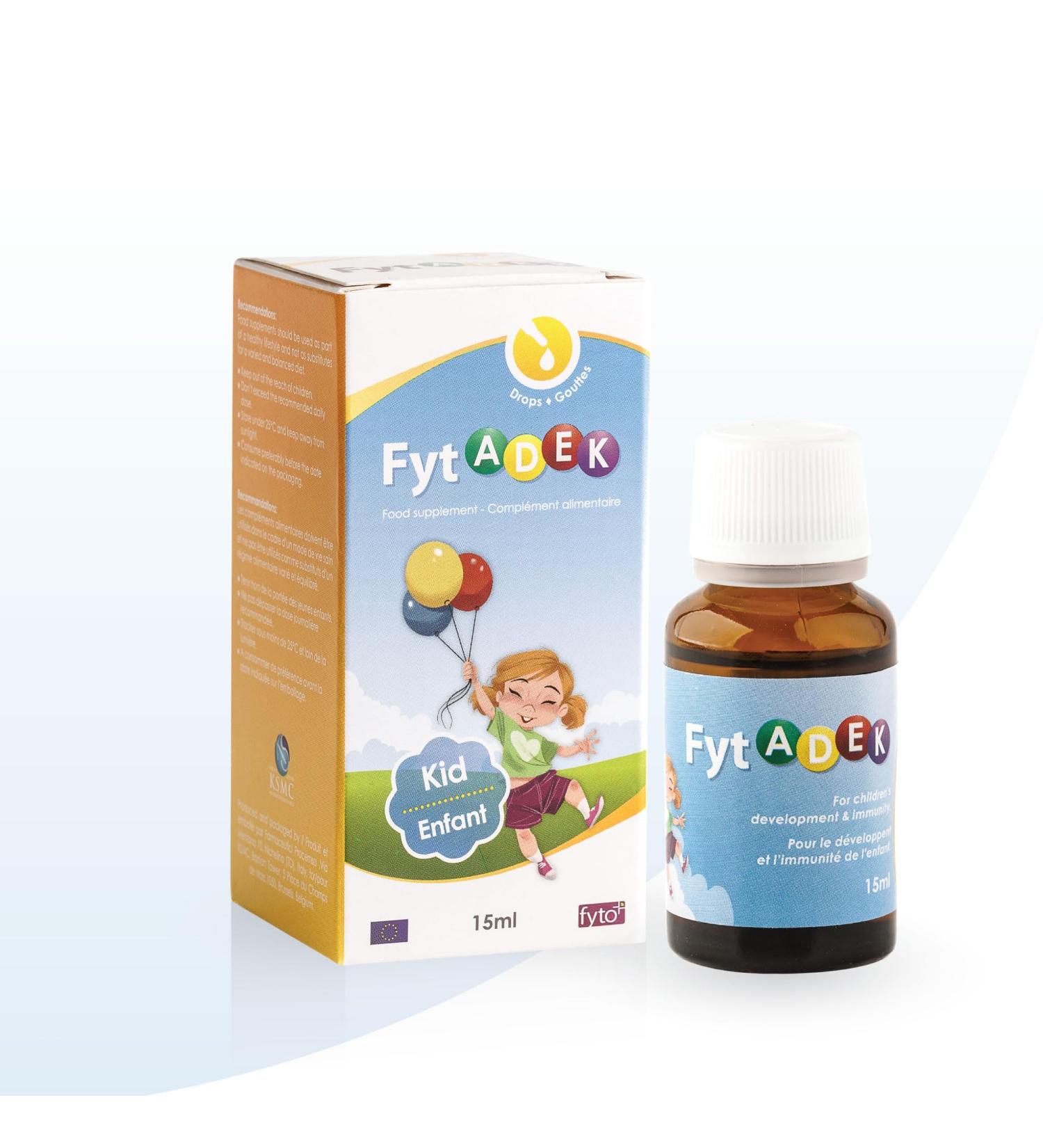 FytADEK Complete Multivitamin for Children | Development Support Immunity & Bone Health | Vitamins A D3 E K | Vegan Gluten Free & Additive Formula 15 ml - Buy Online on GoSupps.com