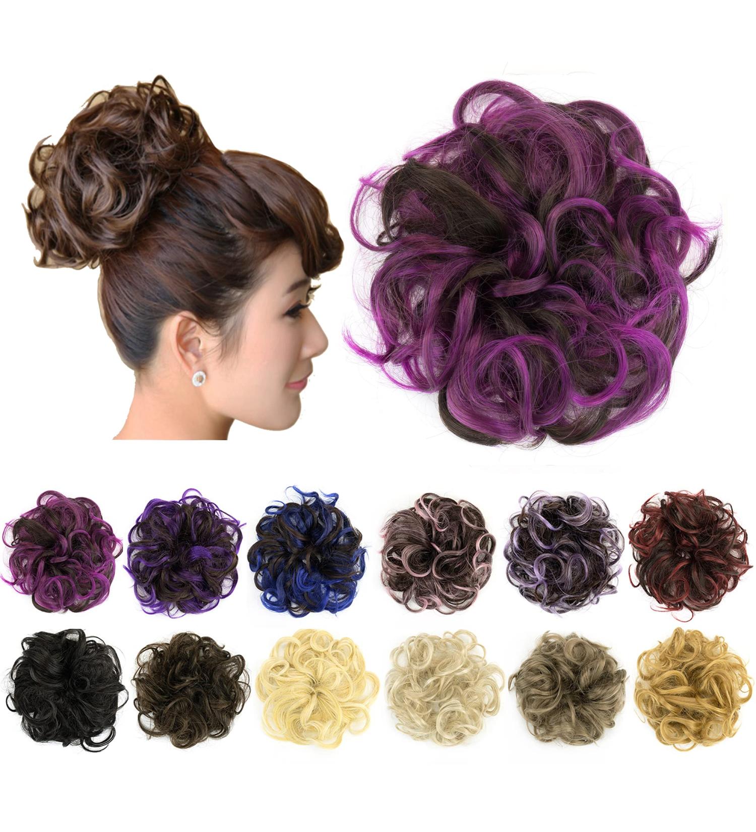IMISSU 2-Piece Messy Bun Hair Tie Extensions | Wavy Curly Chignon Headband in Brown Rose for Effortless High-Up Hairstyles - Buy Online on GoSupps.com