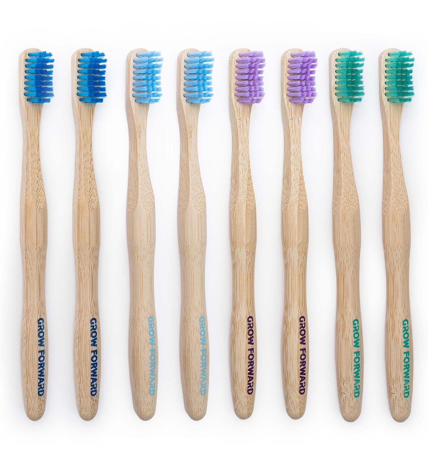 Grow Forward Premium Bamboo Toothbrushes - Pack of 8 - Medium Bristles - Eco-Friendly & Biodegradable - Buy Online on GoSupps.com
