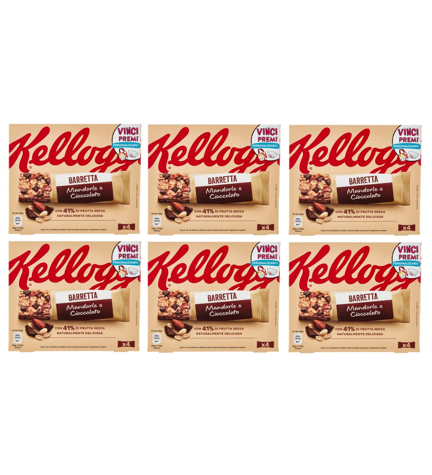 Kellogg's Barretta Almond and Chocolate Set of 6 chocolate bars (4 x 32 g) 128 g with 41% nuts - Buy Online on GoSupps.com