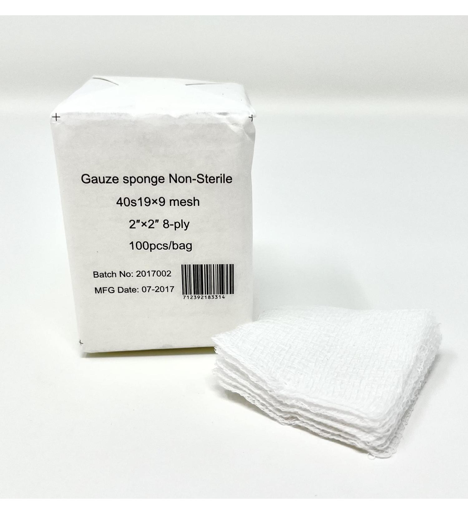 Gauze Surgical Sponges - Non-Sterile 8-Ply Cotton Pads | High-Grade Quality | Box of 100 | All Purpose 2"x2" | International Shipping Available - Buy Online on GoSupps.com