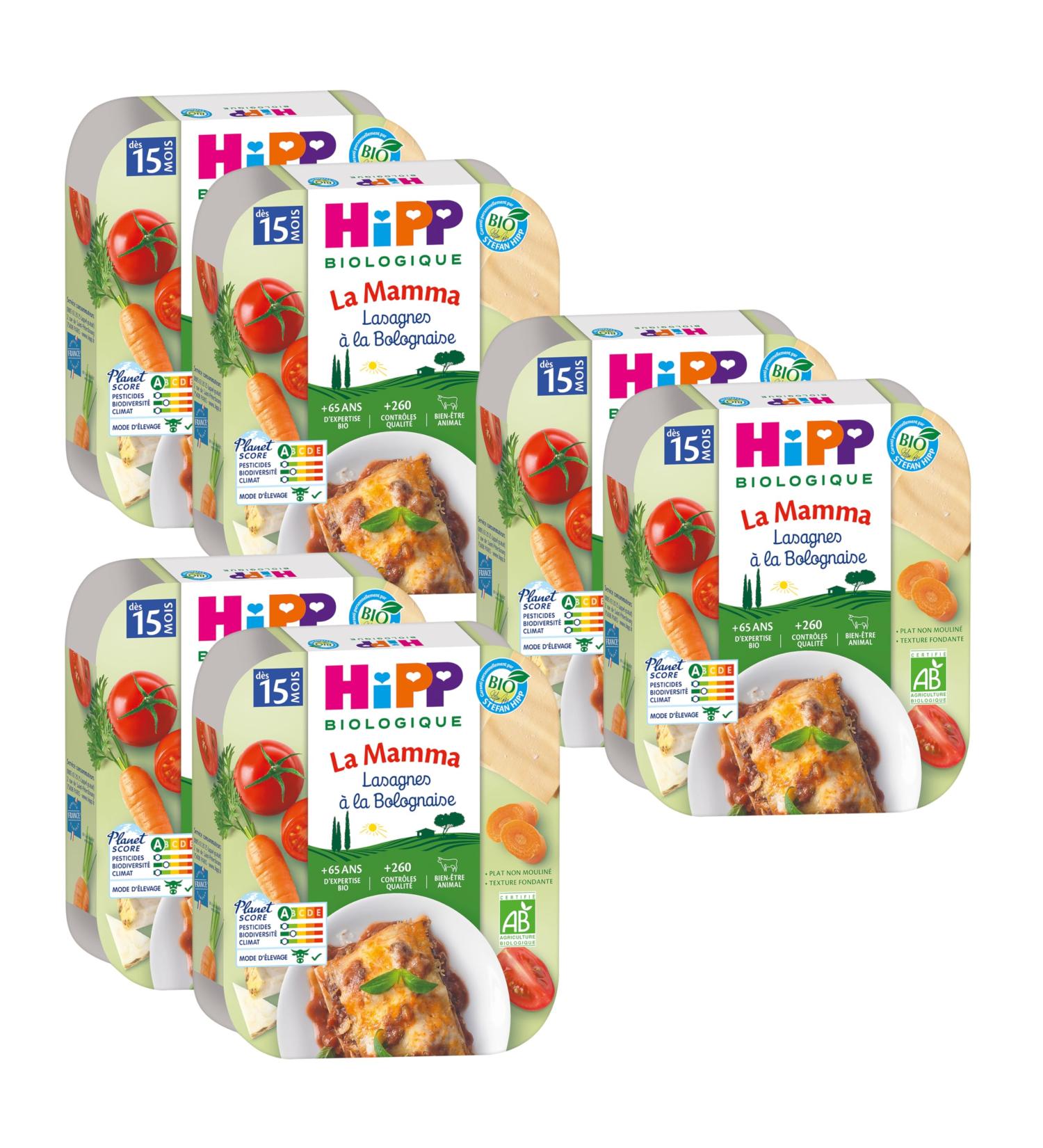 HiPP - La Mamma - Lasagnes Bolognaise d s 15 mois - Assiettes - 6x250 g BIOLOGIQUE Lasagnes Bolognaise 6x250 g - Buy Online on GoSupps.com