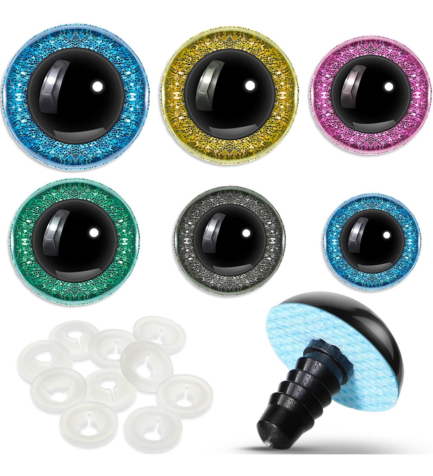 56-Piece Large Safety Eyes for Amigurumi & Stuffed Animals Craft Eyes for DIY Puppet, Bear, Toy, Doll Making 6 Sizes (Green, Grey, Yellow, Pink, Blue) - Buy Online on GoSupps.com