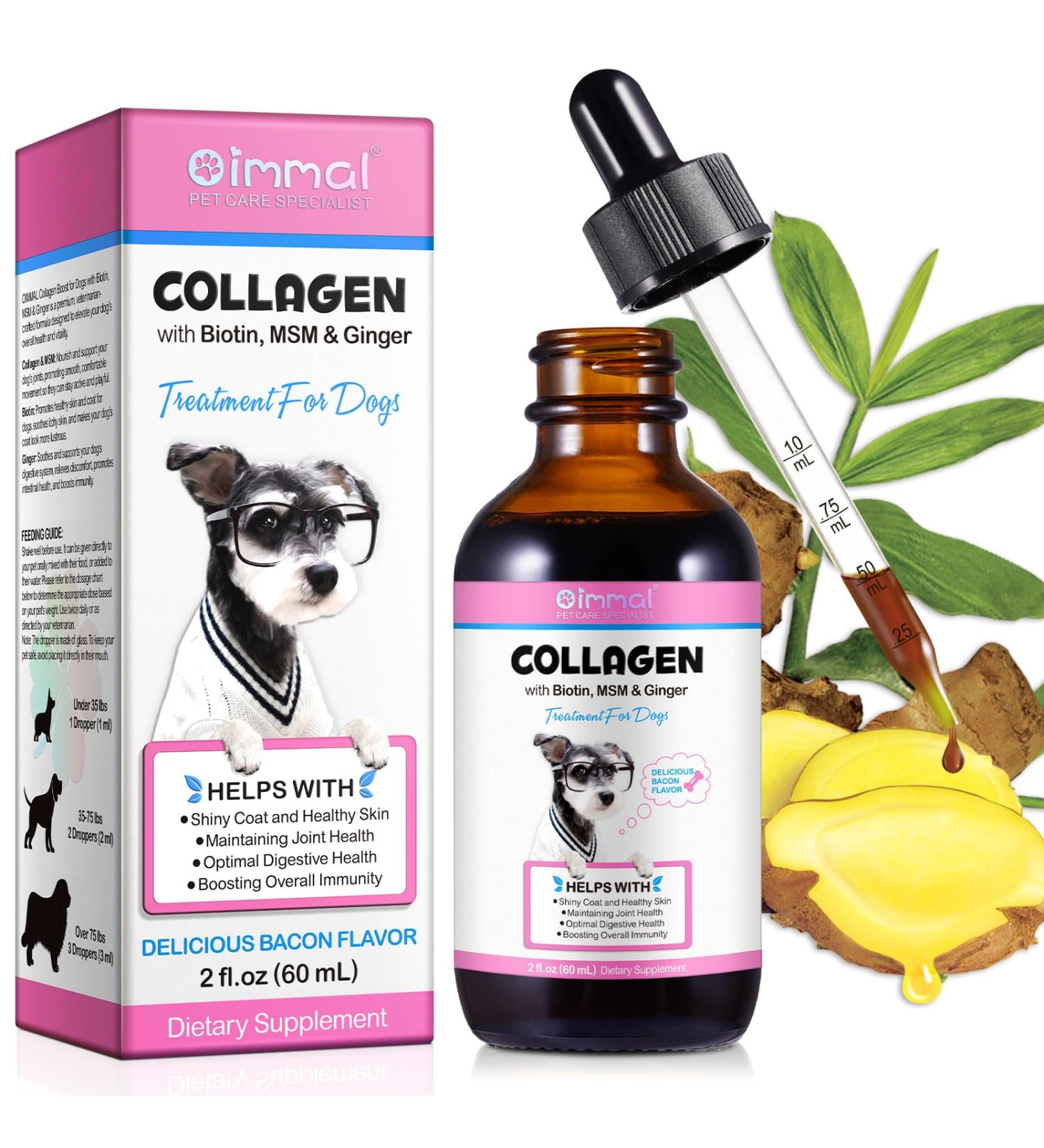Collagen for Dogs Liquid Collagen for Dogs Dog Collagen-Skin and Coat Supplement for Dogs Collagen Dog Bacon Flavor-2 fl oz - Buy Online on GoSupps.com
