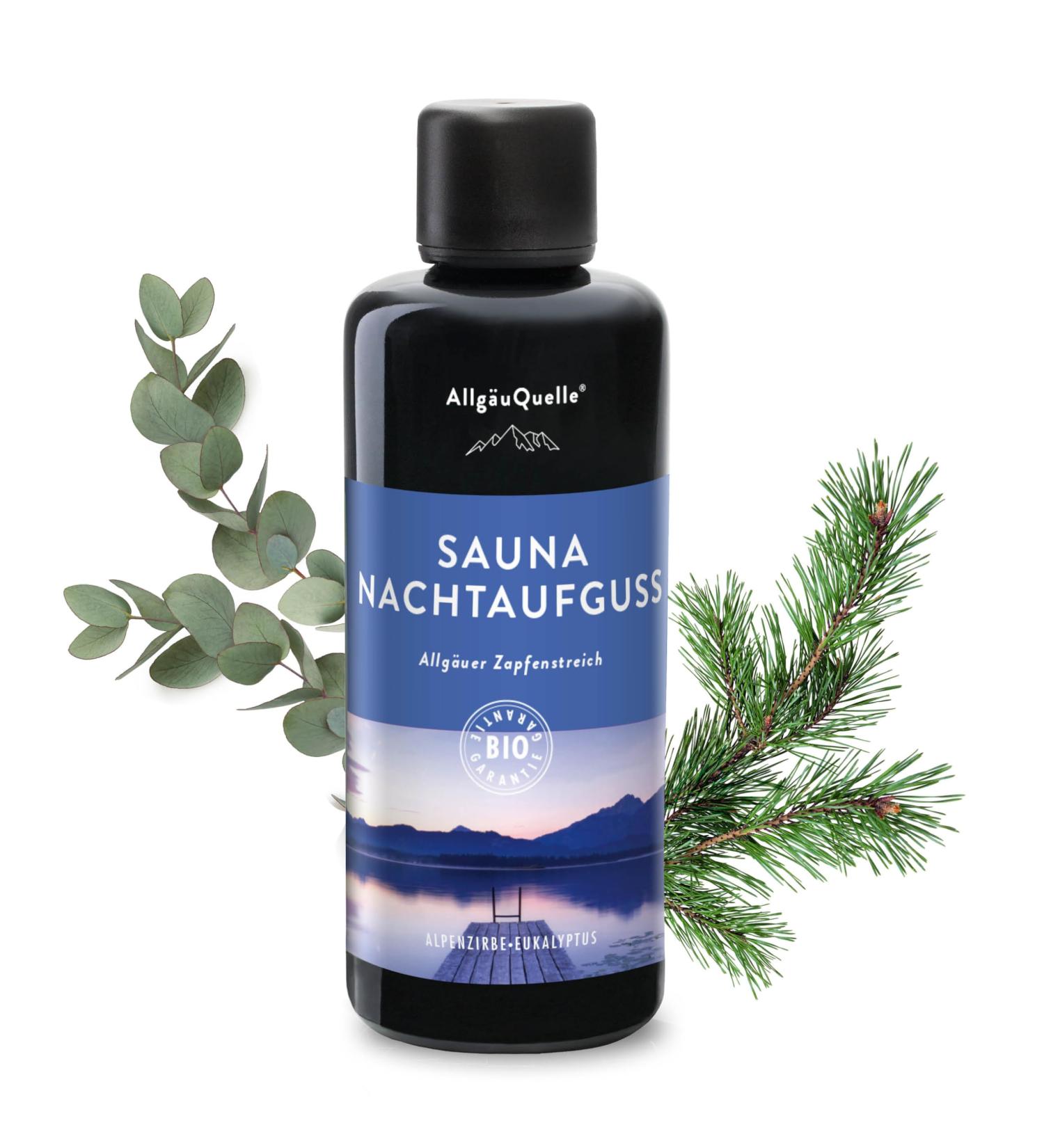 Allg uQuelle Night Infusion Sauna Oil - 100ml Organic Alpine Pine & Eucalyptus - Best for Relaxation & Wellness - Buy Online on GoSupps.com