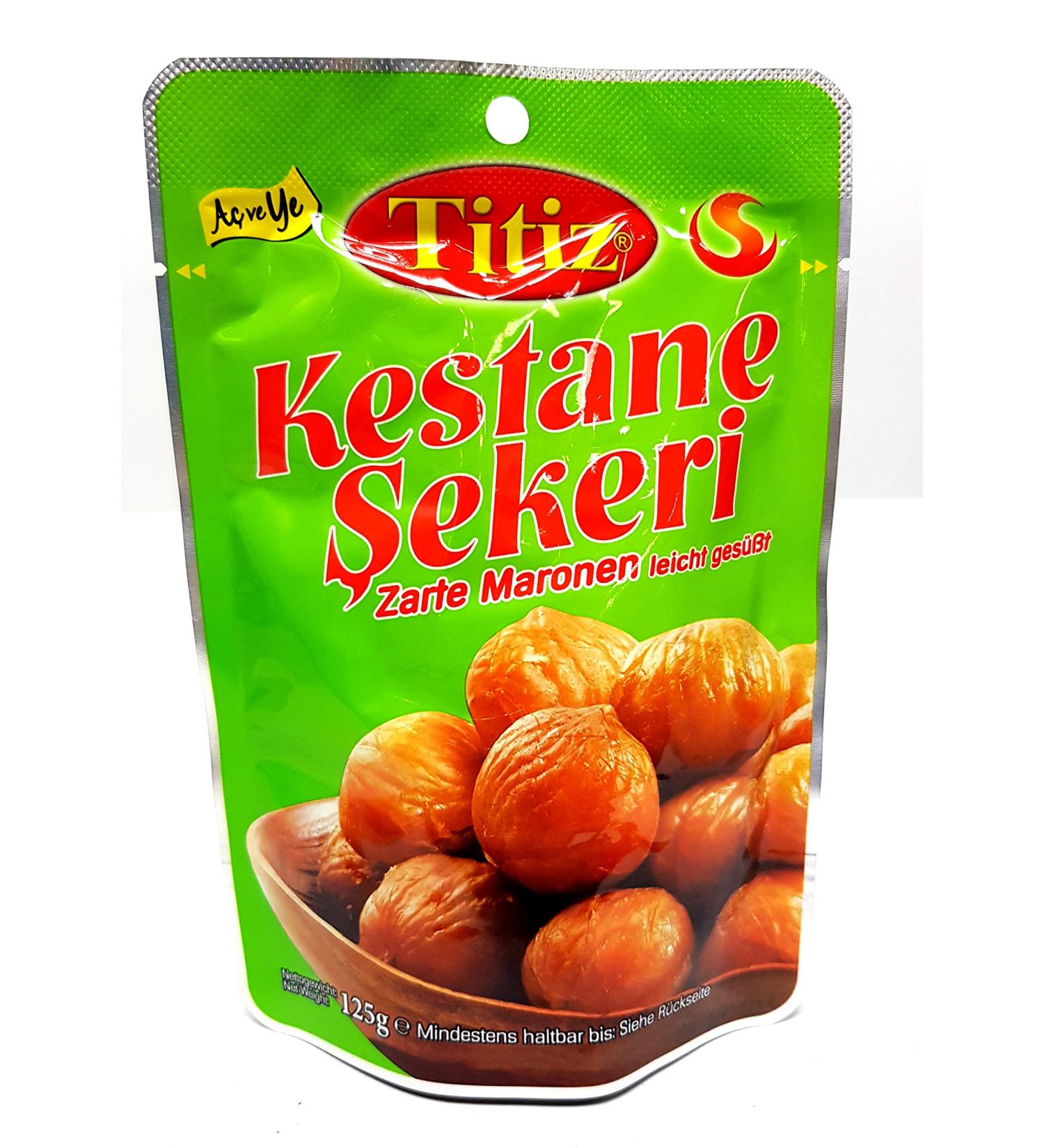 8 x 125g Titiz Roasted Chestnuts (lightly sweetened)