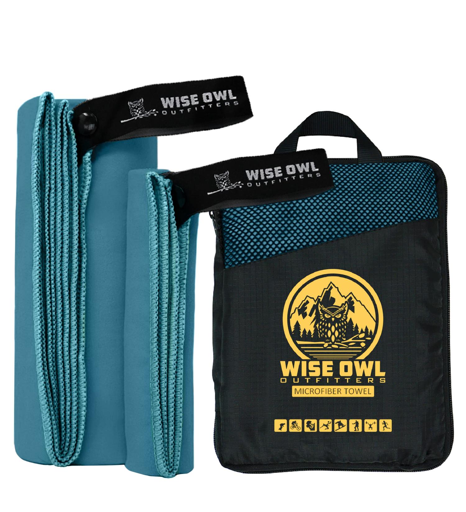 Wise Owl Outfitters Ultra Soft Microfiber Camping Towel Set - Quick Dry & Compact for Fitness, Beach, Hiking, Yoga - X-Large & Washcloth Included - Marine Blue - Buy Online on GoSupps.com
