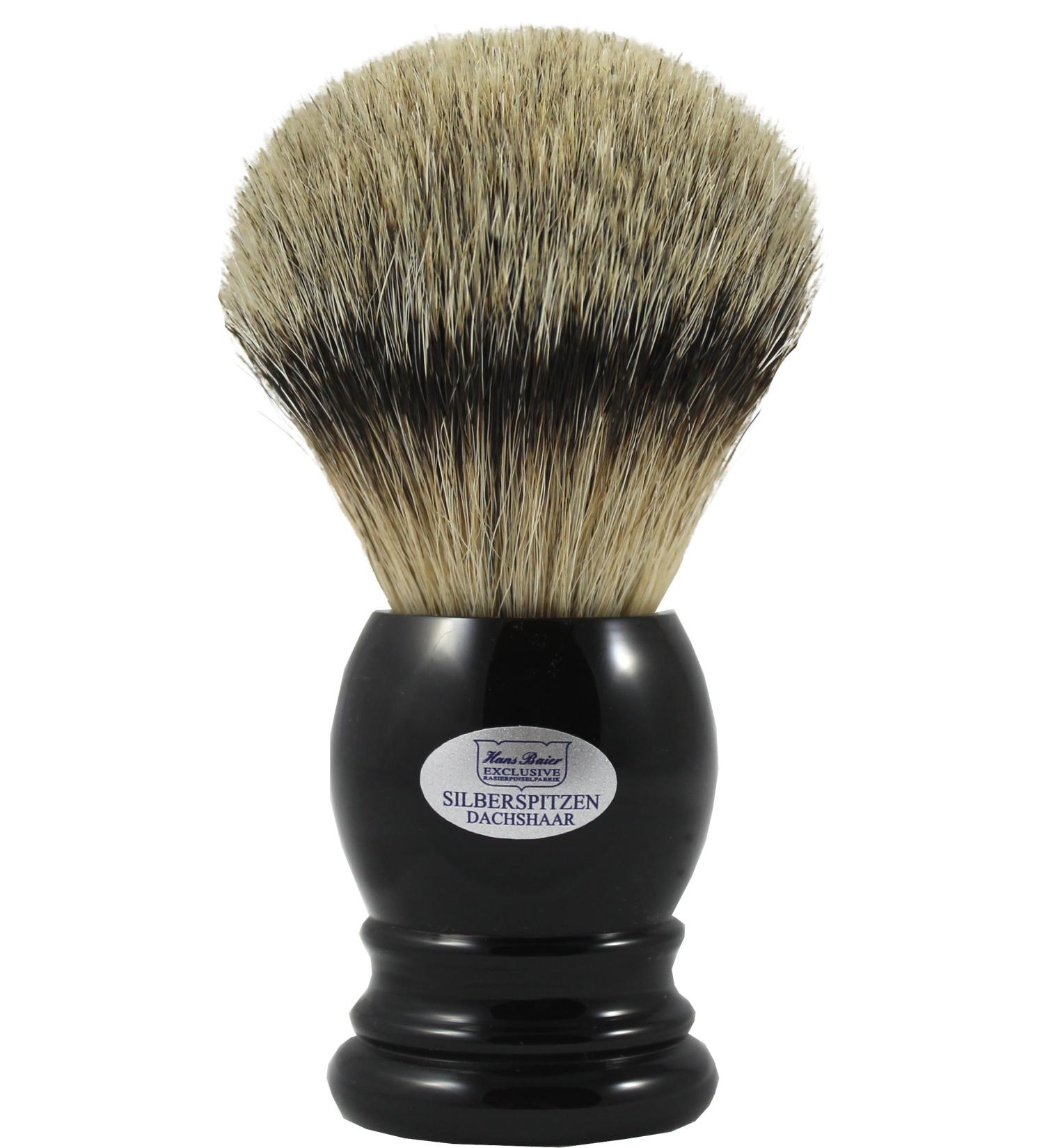 Buy Hans Baier Exclusive XXL Shaving Brush Genuine Silvertip Badger Hair Black Handle Size 5 - International Shipping - Buy Online on GoSupps.com