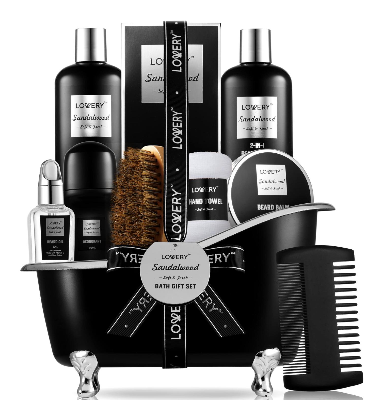 Fathers Day Gifts Beard Kit & Body Care Gifts for Men  Sandalwood Spa Gift Baskets  Mens Bath & Beard Grooming Kit for Him  Unique Birthday Gifts for Him with Beard Balm  Growth Oil  Deodorant & More - Buy Online on GoSupps.com