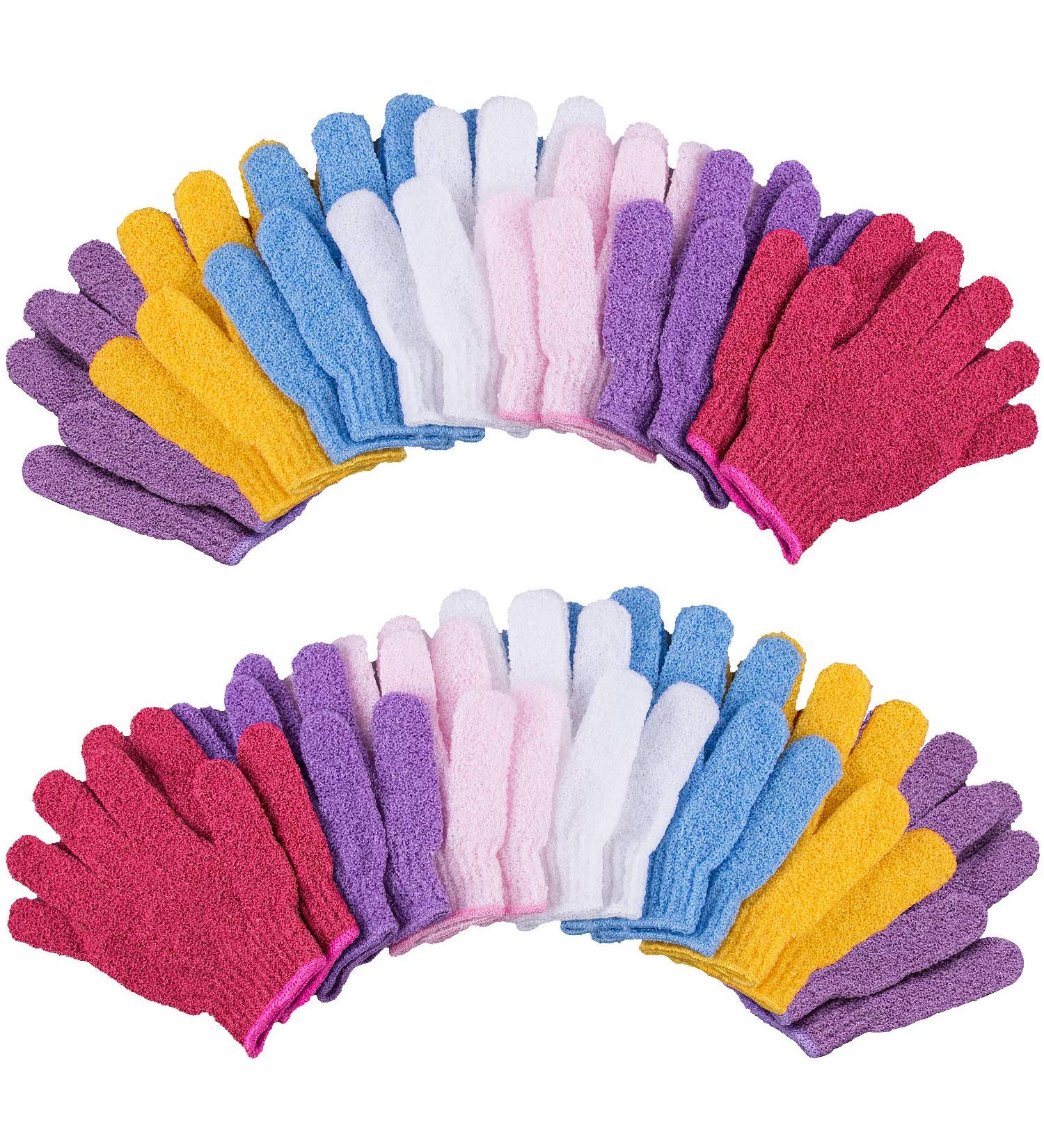 Duufin 14 Pairs Exfoliating Gloves for Body Scrub, Bath, Spa - Bright Color - Buy Online on GoSupps.com