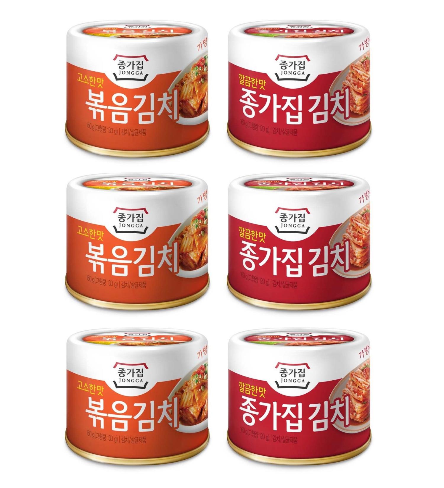 JONGGA Cabbage Fried Kimchi Can + Cabbage Kimchi Can 5.64oz (Pack of 6) - Korean Spicy Food - 33.84 Ounce - Buy Online on GoSupps.com
