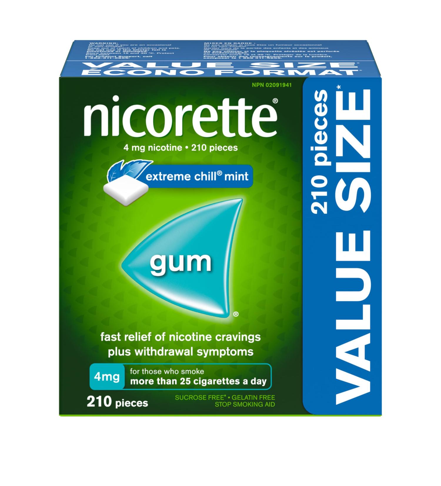 Nicorette Quit Smoking Nicotine Gum Extreme Chill Mint 4mg Value Size 210 count 4mg EXTREME CHILL MINT 210 count (Pack of 1) - Buy Online on GoSupps.com