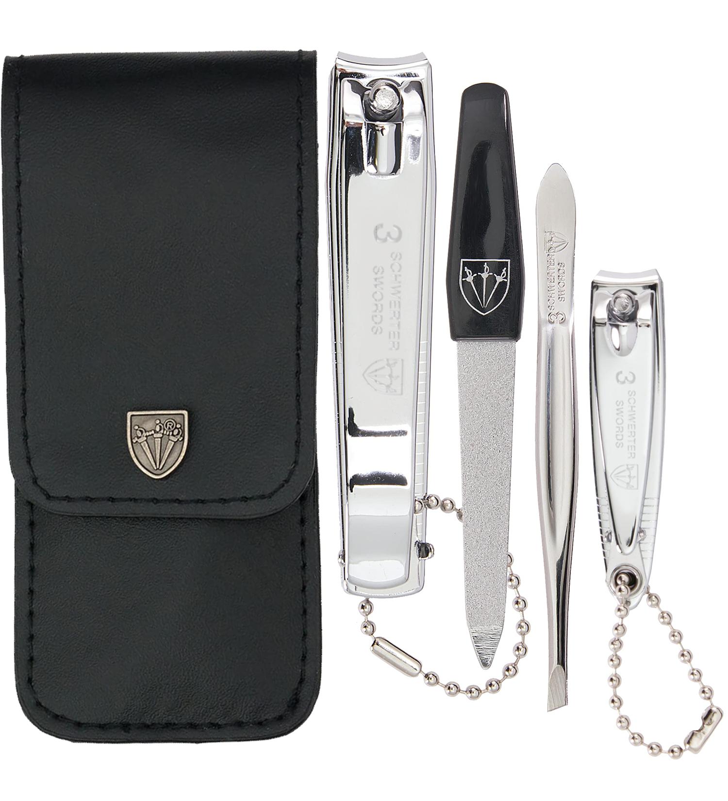 3 Swords Germany Professional Manicure Pedicure Kit in Leather Case (Black) - Buy Online on GoSupps.com