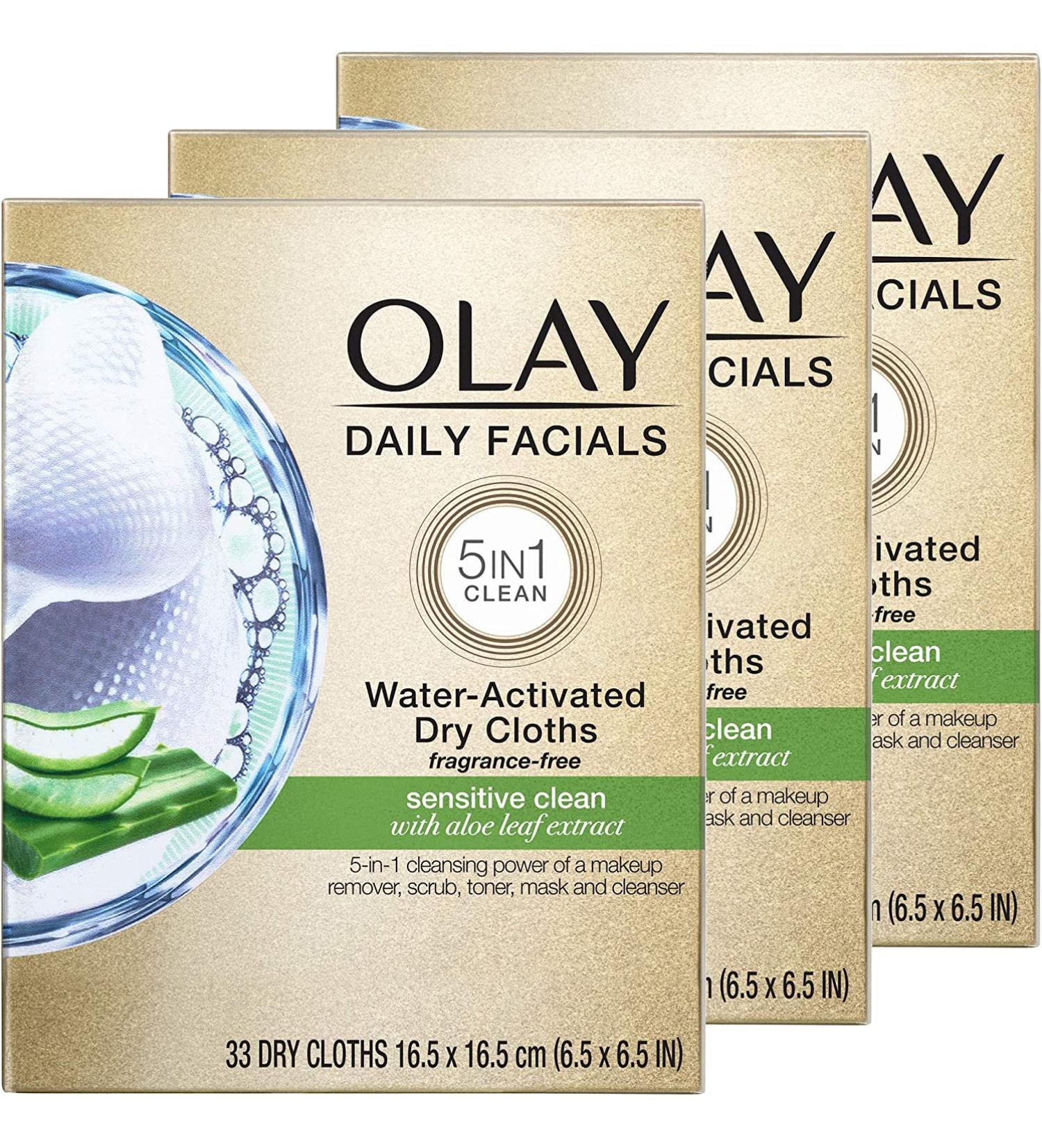 OLAY Daily Gentle Clean 5-in-1 Water Activated Cloths - Unscented 33 Count (Pack of 3) - Buy Online on GoSupps.com