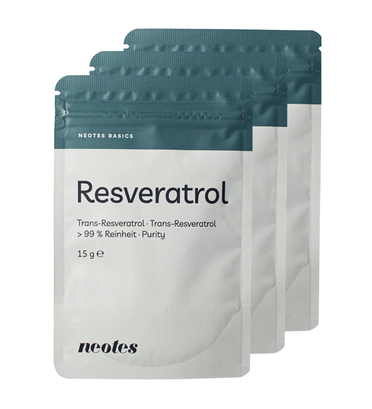 Trans-Resveratrol Powder - Vegan & Gluten-Free | 3x15g Bags | Non-GMO No Additives | Includes Dosing Spoon | NeoTes 3-Month Supply - Buy Online on GoSupps.com