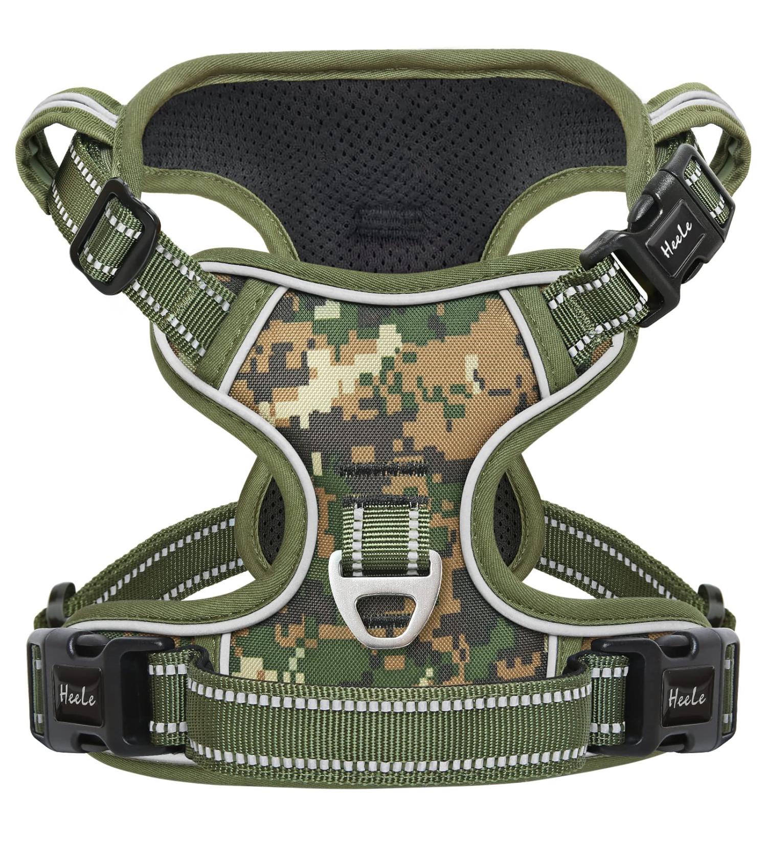 Shop Heele Adjustable Reflective Dog Harness for Large Dogs - Anti-Pull Padded Handle Camouflage Green - XL (53-97cm) - Buy Online on GoSupps.com