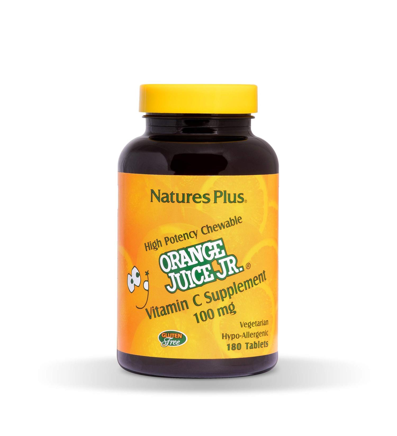 Nature's Plus Orange Juice Jr. Vitamin C 100mg - 180 Tablets | Immune Support Supplement - Buy Online on GoSupps.com