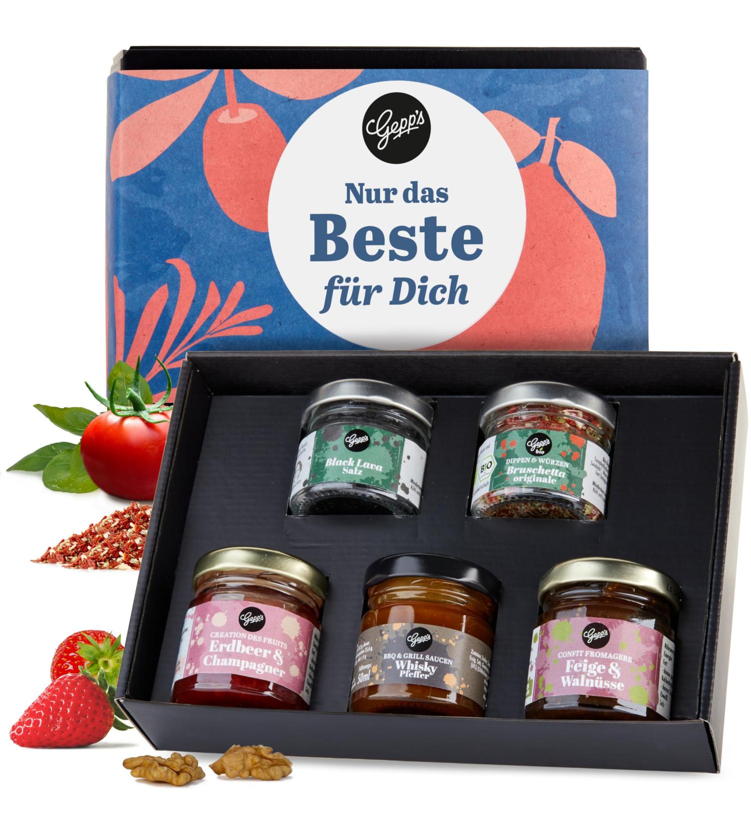 Gepp's Delicatessen Mini Best of Gift Box | Gourmet Gift Basket with Spices Jams & Sauce | Perfect for Gifting | International Shipping Available - Buy Online on GoSupps.com