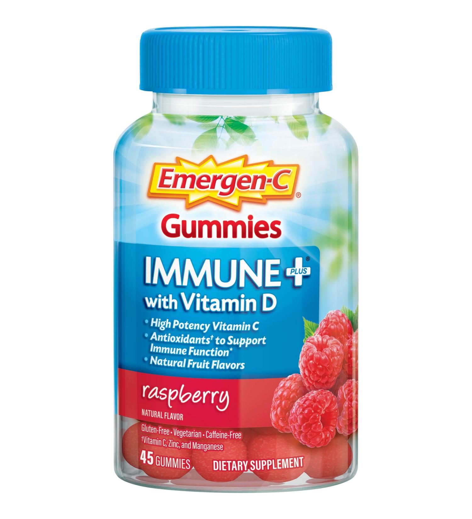 Emergen-C Gummies Immune Plus Vitamin D Raspberry 45 Gummies x 2 Pack - Buy Online on GoSupps.com