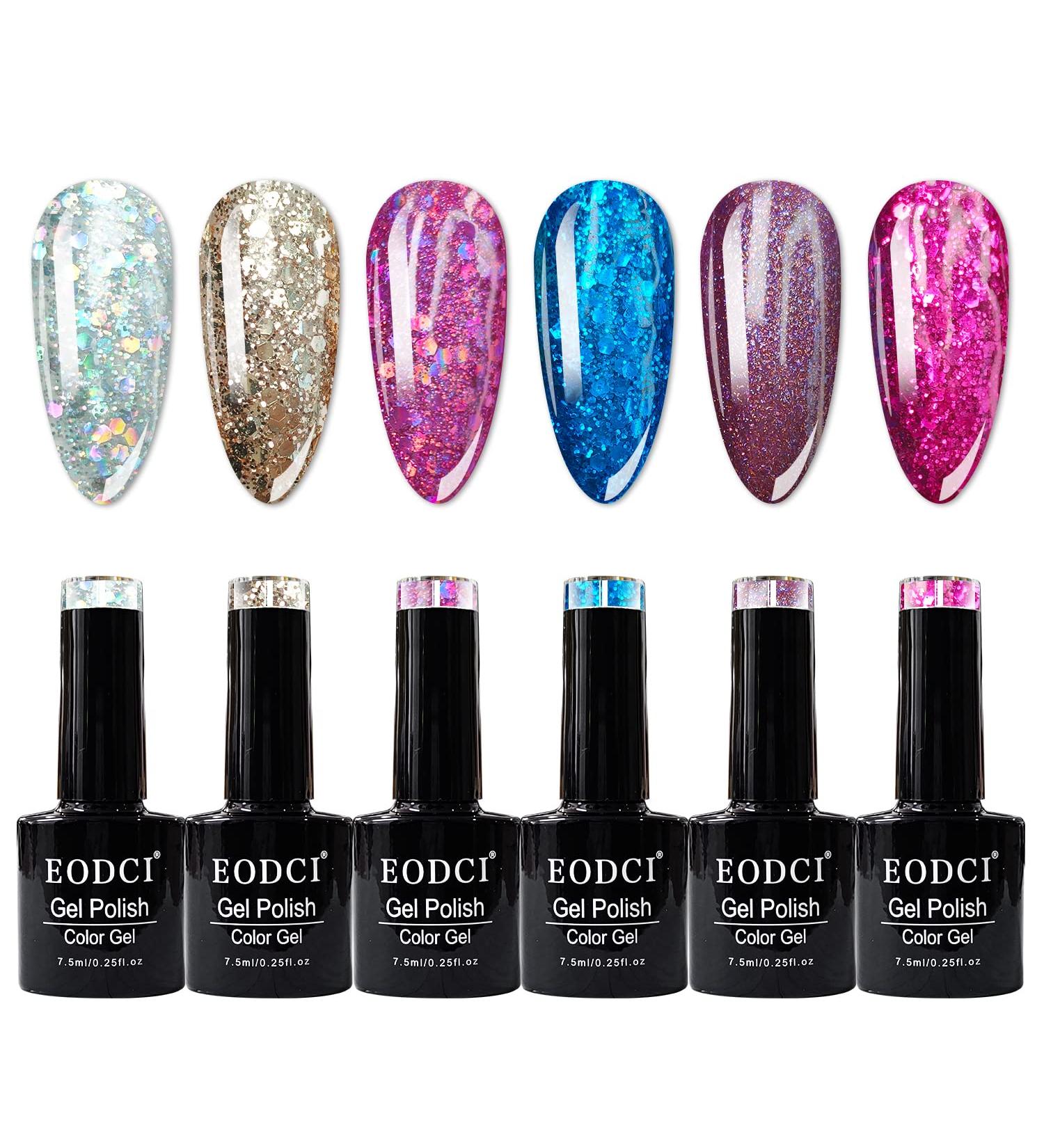 Starry Sky Gel Nail Polish Kit - 6 Sparkle Colors - UV Soak Off Gel Set for Home Salon Manicure - Valentine Gift for Women - Buy Online on GoSupps.com