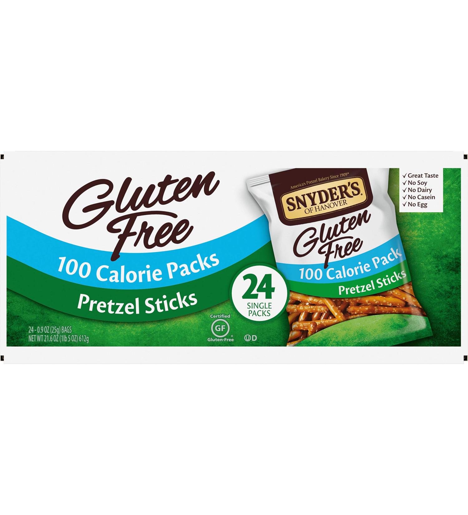 Snyder's of Hanover Gluten-Free Pretzel Sticks 100 Calorie Packs - 24 Count - Buy Online on GoSupps.com