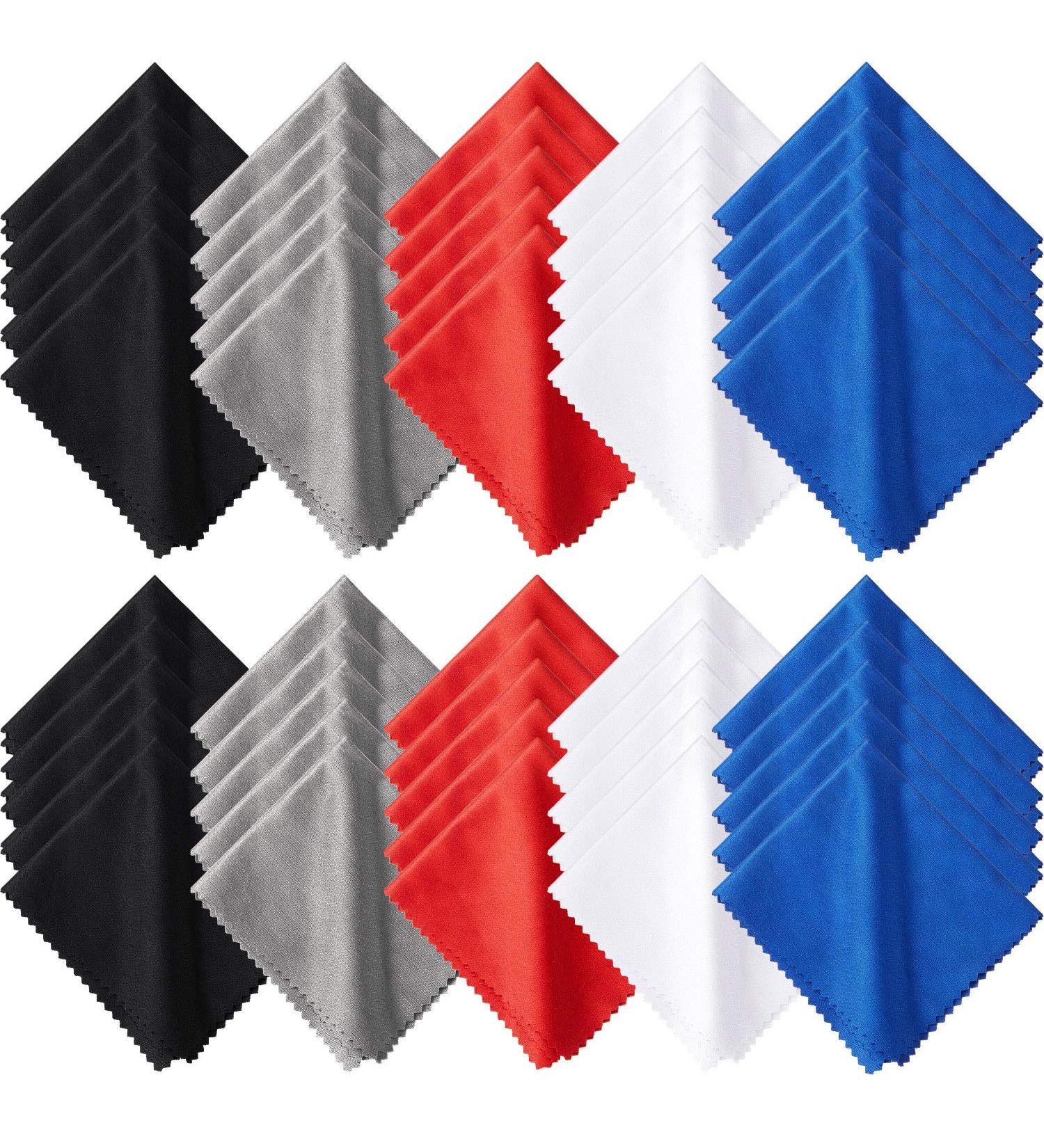 50 Microfiber Cleaning Cloths for Glasses & Electronics - 7x6 Inch Assorted Colors | Ideal for Eyeglasses Screens & Lenses - Buy Online on GoSupps.com