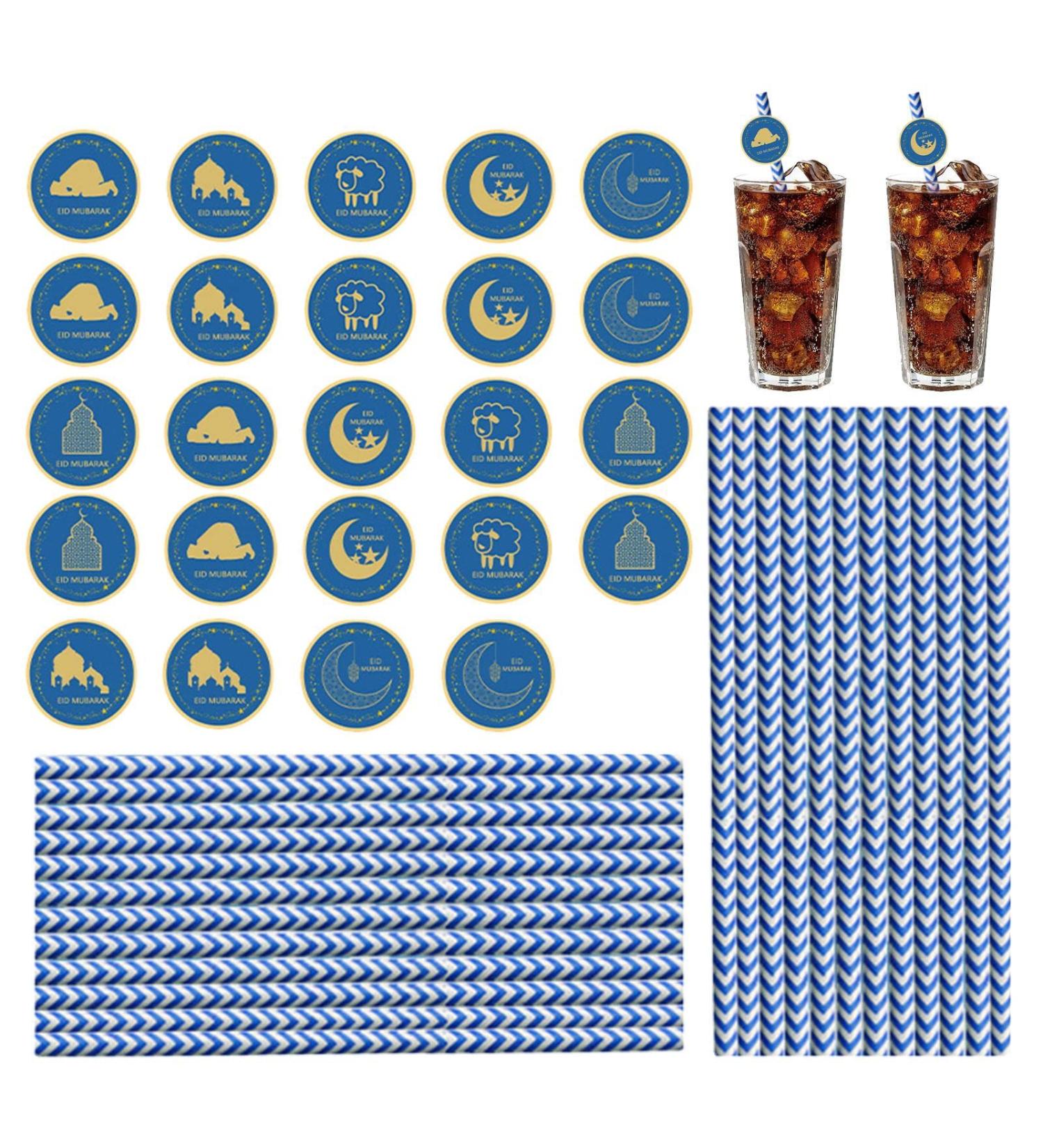 Eid-Themed Straws Eid Paper Straws Eid Decorations Straws - Party Supplies Decorative Straws Drinking Straws Foccar - Buy Online on GoSupps.com