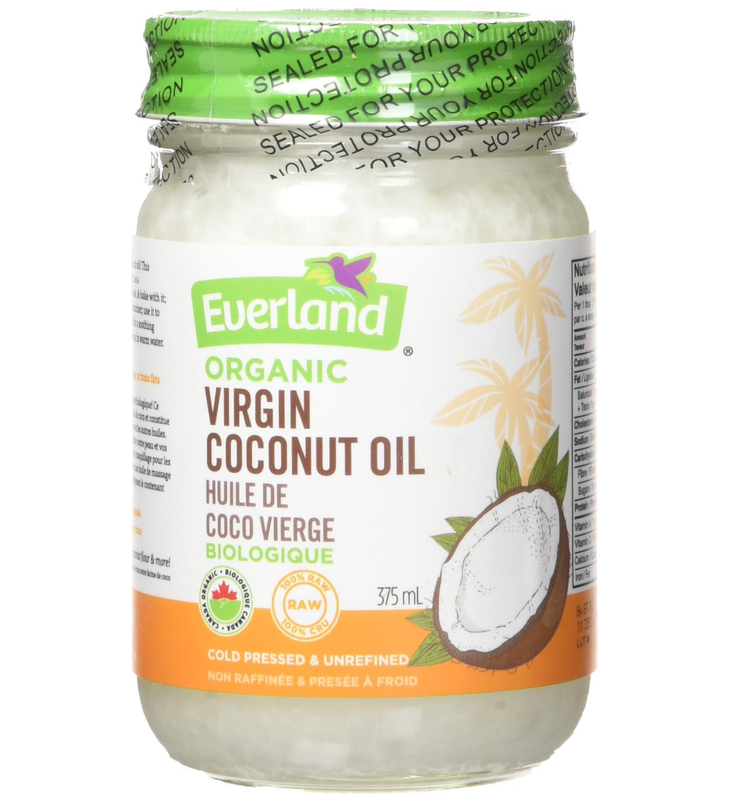 Everland Virgin Coconut Oil Glass Bottle 375ml 375 ml
