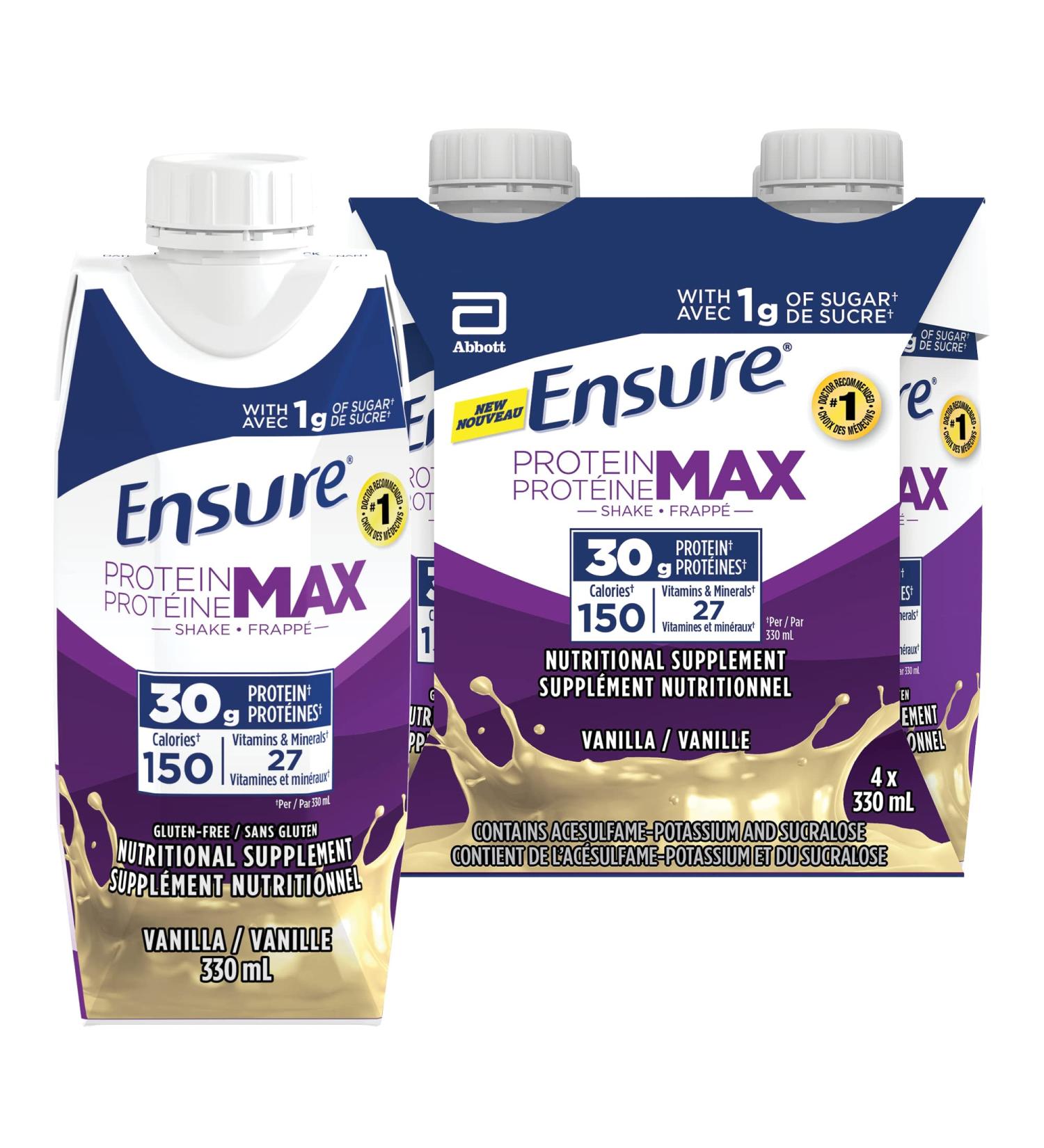 Ensure Protein Max Nutritional Supplement Vanilla 330 millilitre (Pack of 4) Protein Drink - Buy Online on GoSupps.com