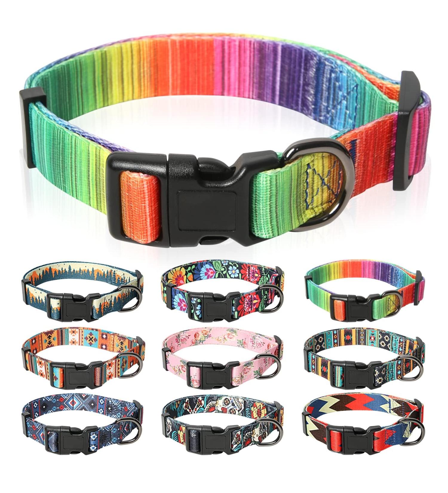 Shop Heele Adjustable Dog Collar - Patterned Comfort for Puppies & Dogs | Rainbow Design XS Size (21.6-28cm) - Buy Online on GoSupps.com